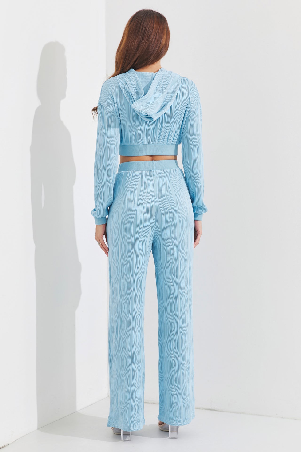 Textured Zip Hoodie and Pants Set