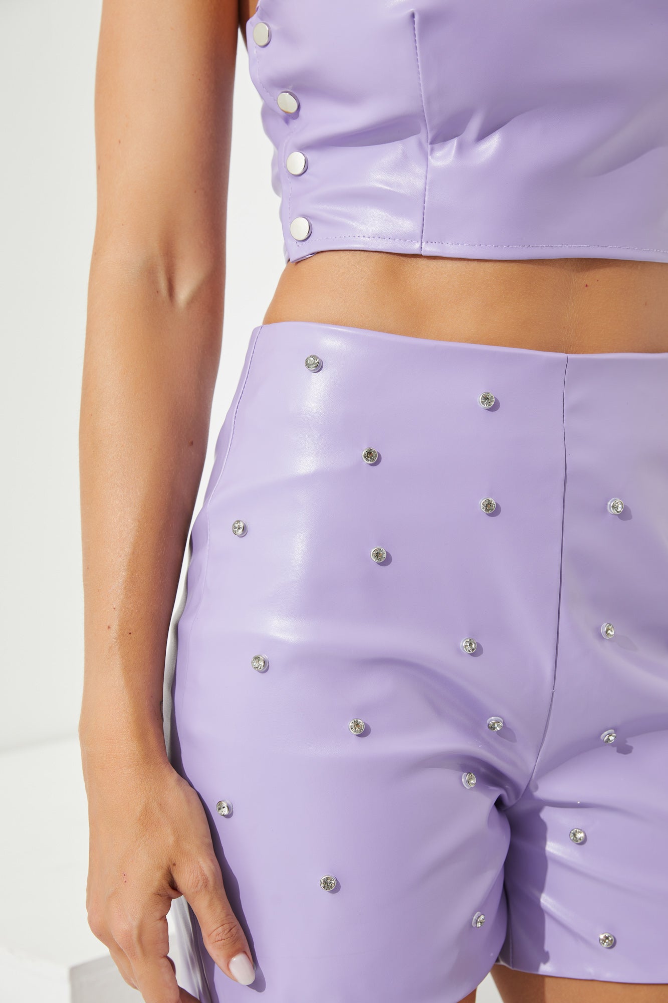 Vegan Leather Corset & Shorts Set
