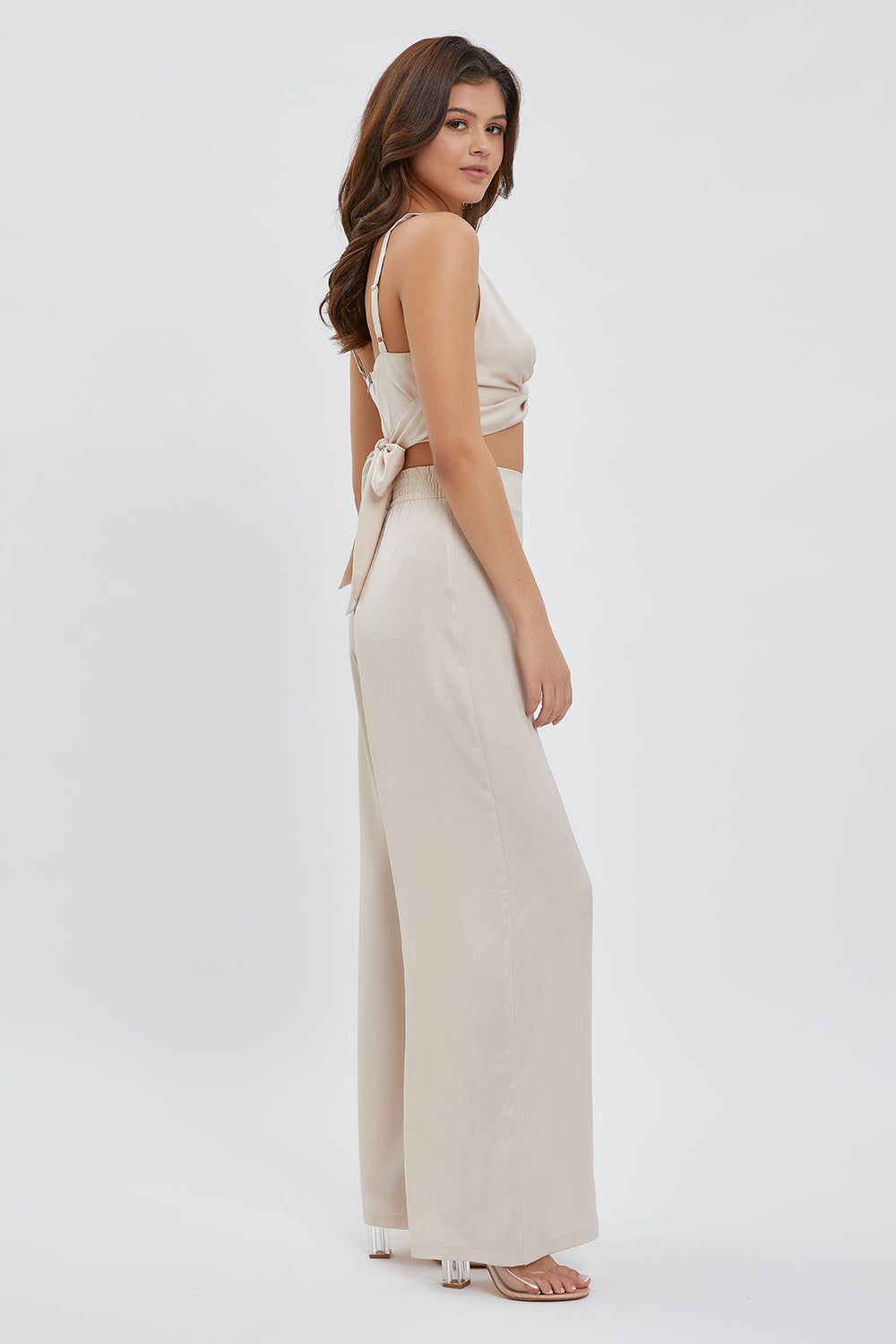 Twisted Front Crop Top & Wide Leg Pants