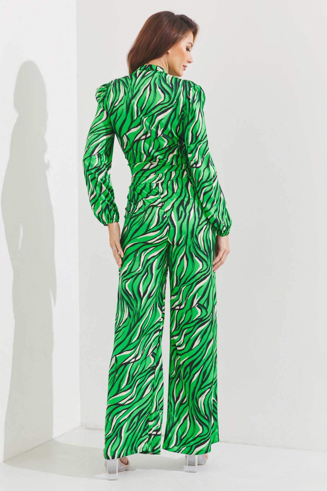 Printed Tie Front Top & Pants Set