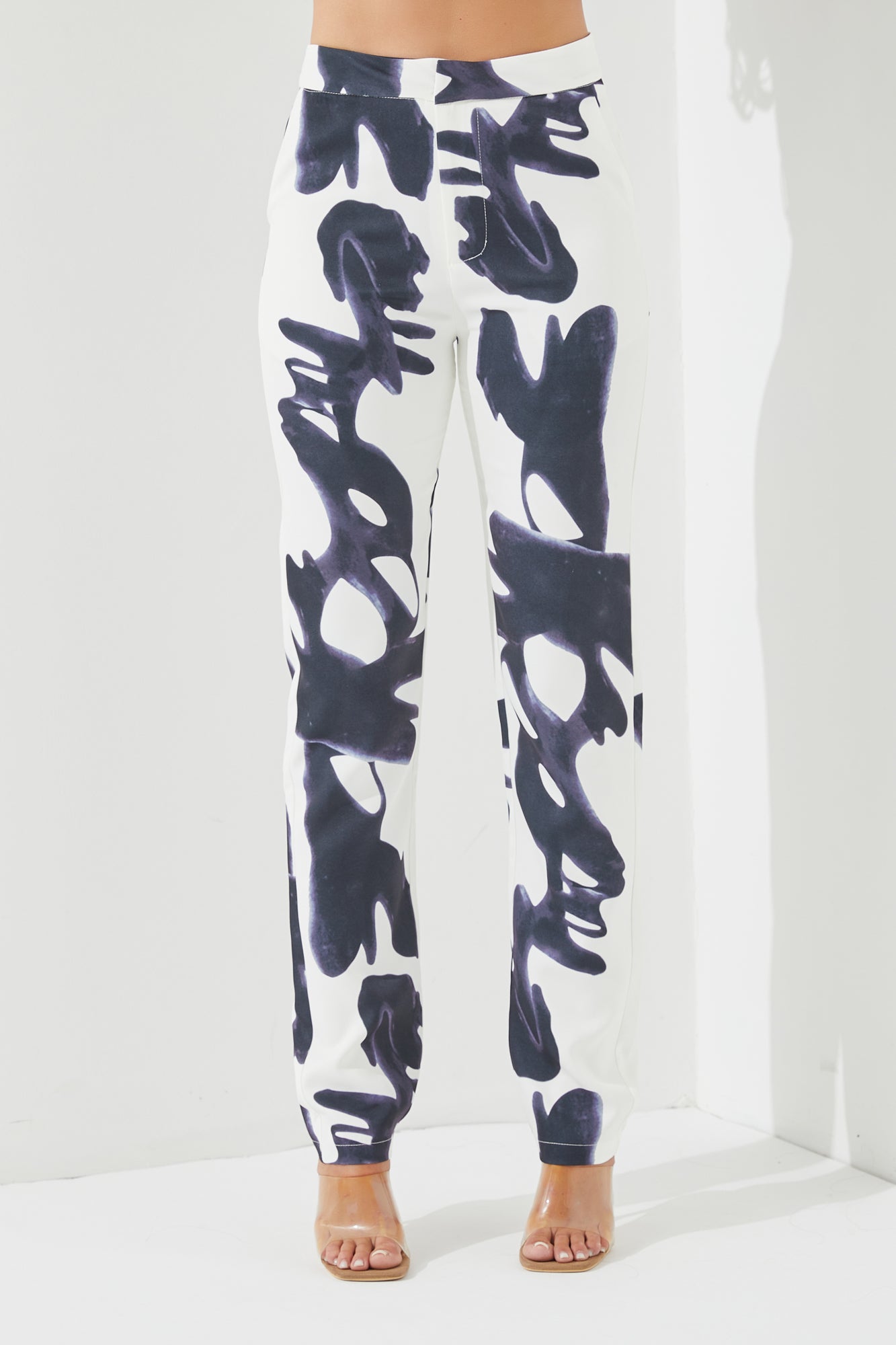 Woven Print Bustier Top & Wide Leg Pants Set