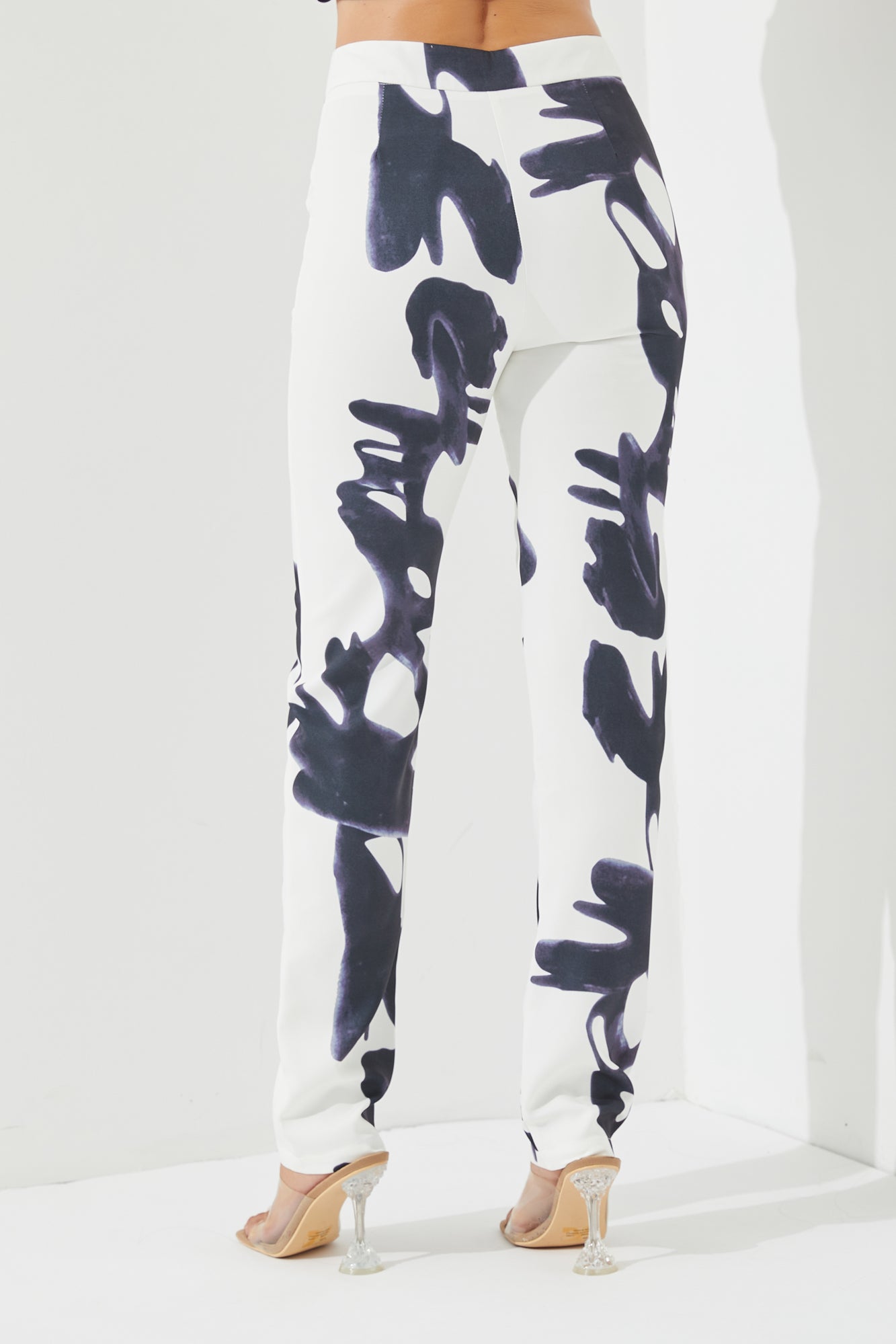 Woven Print Bustier Top & Wide Leg Pants Set