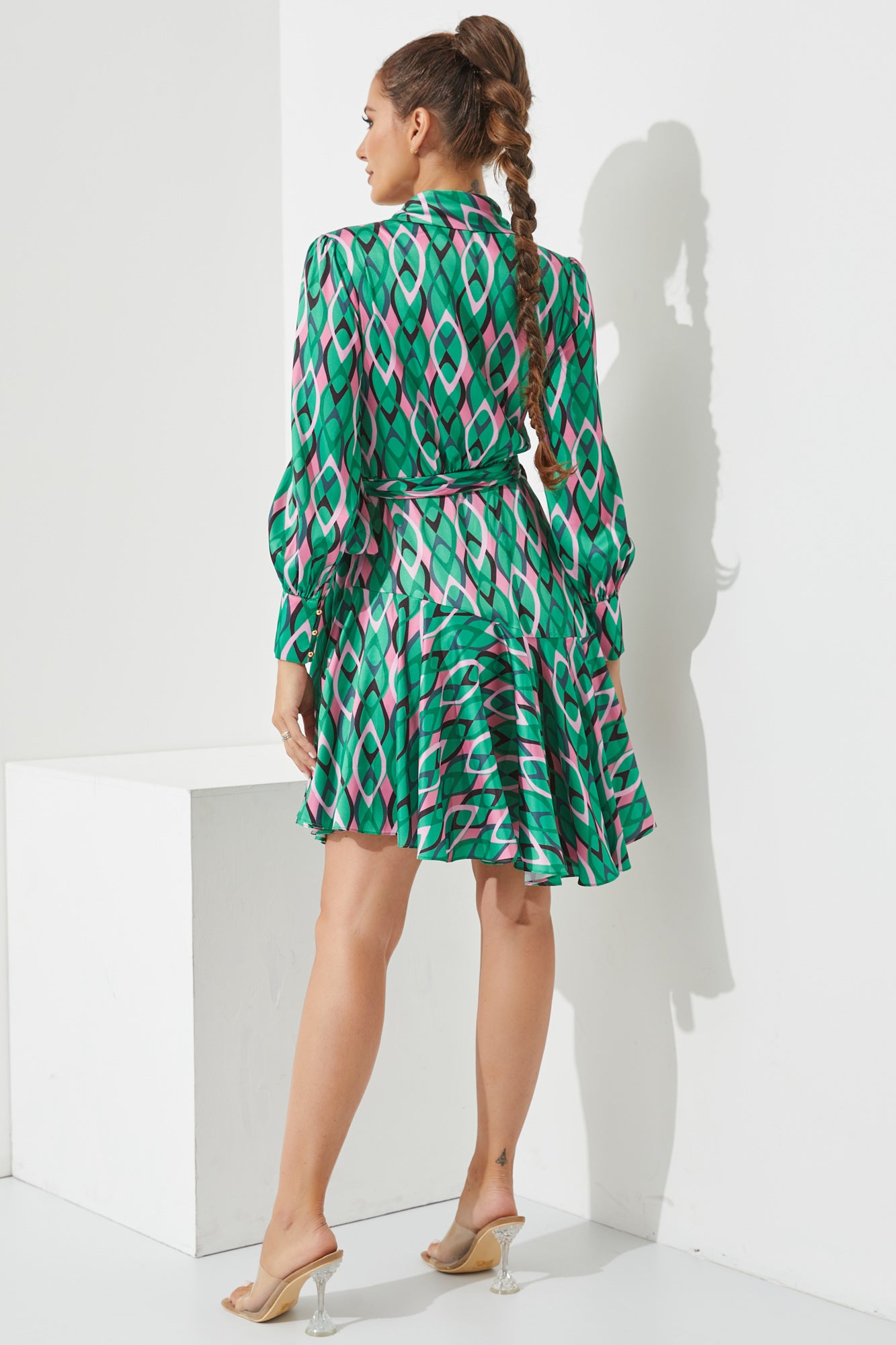 Woven Printed Mini Wrap Dress