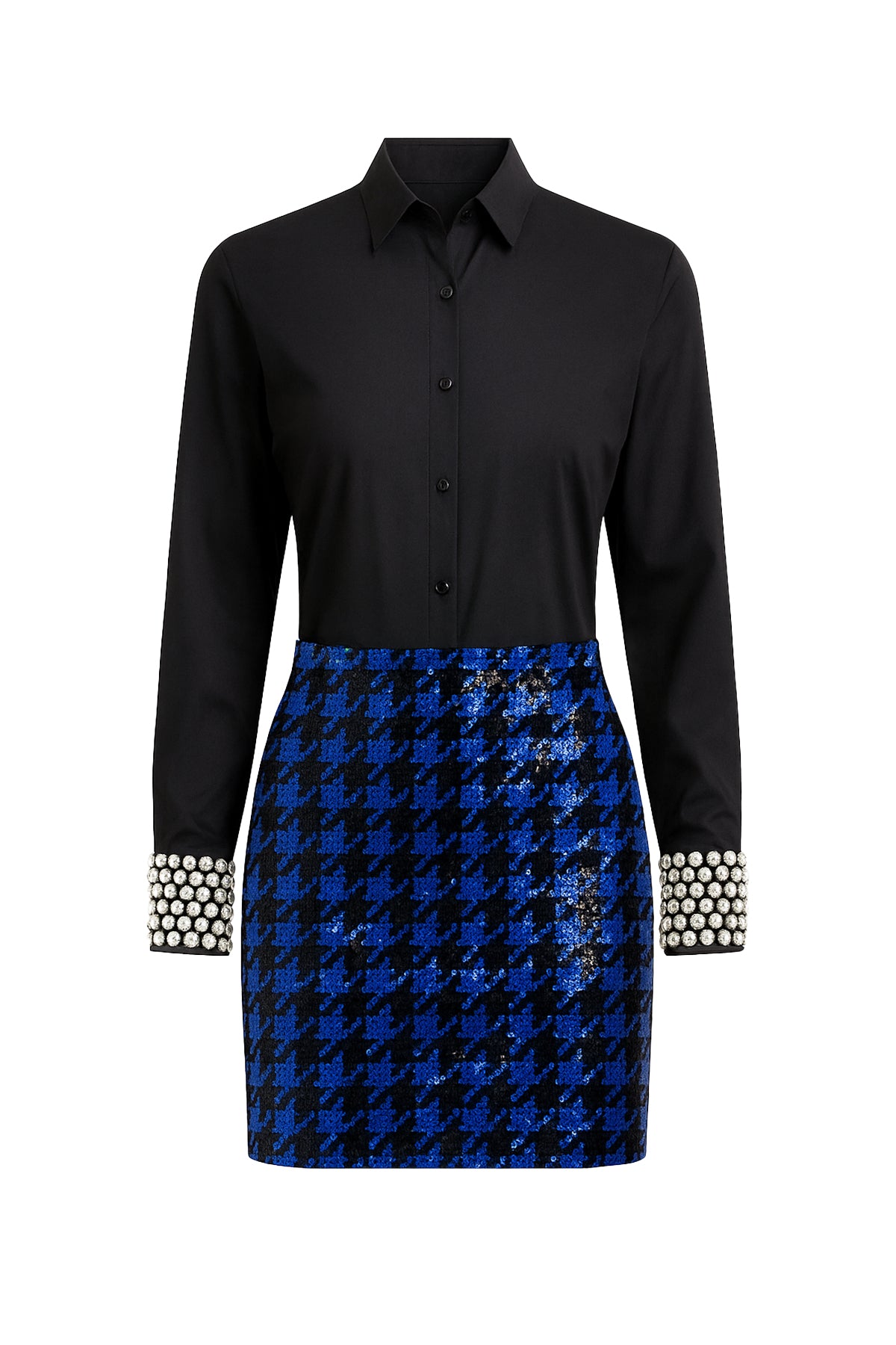 Embellished Long Sleeve Shirt & Skirt Set