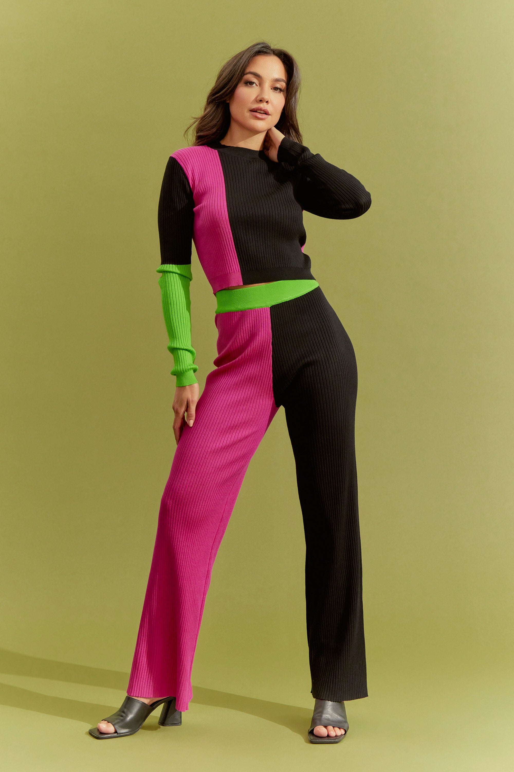Knit Colorblock Top and Pants Set
