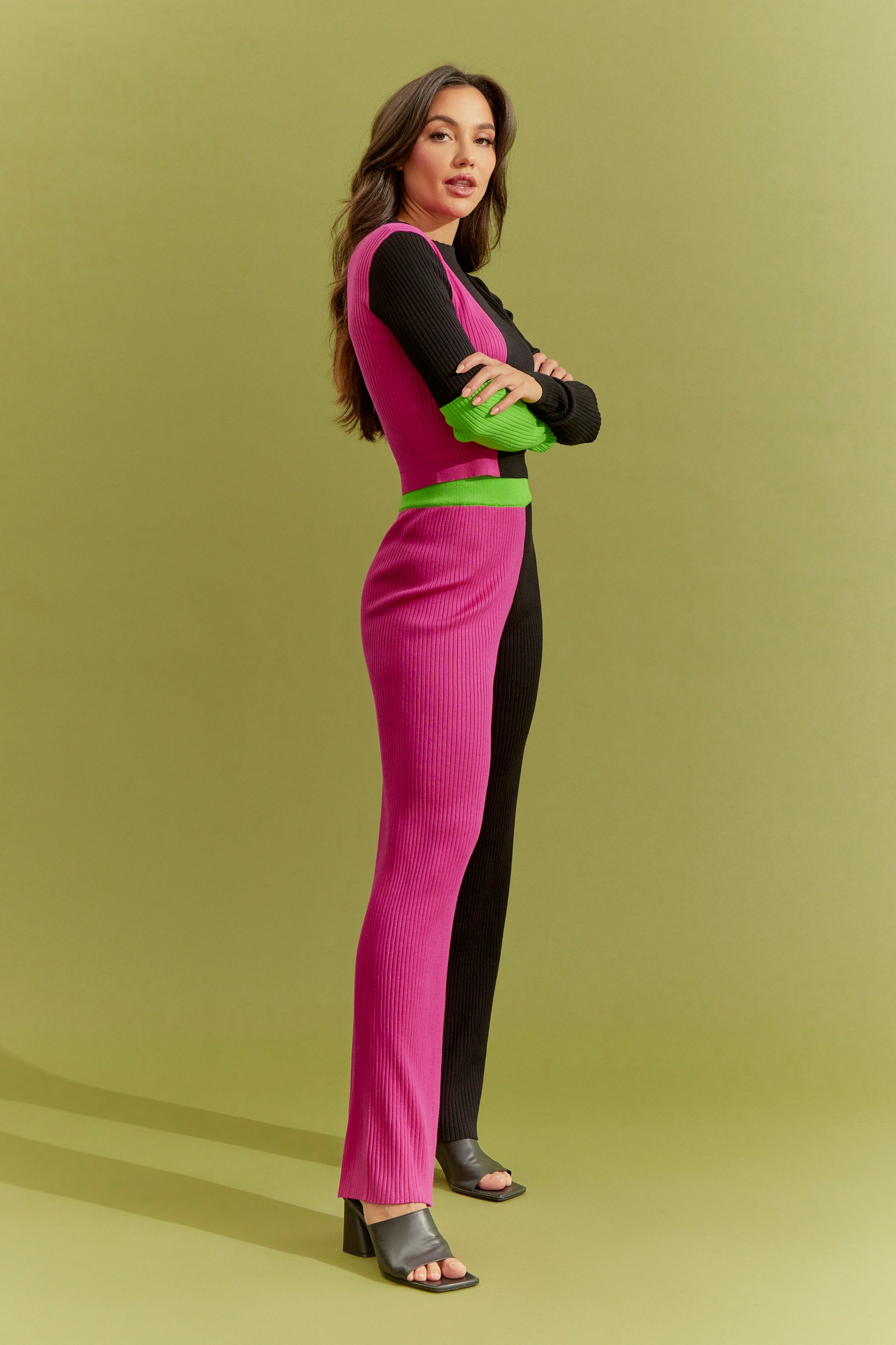 Knit Colorblock Top and Pants Set