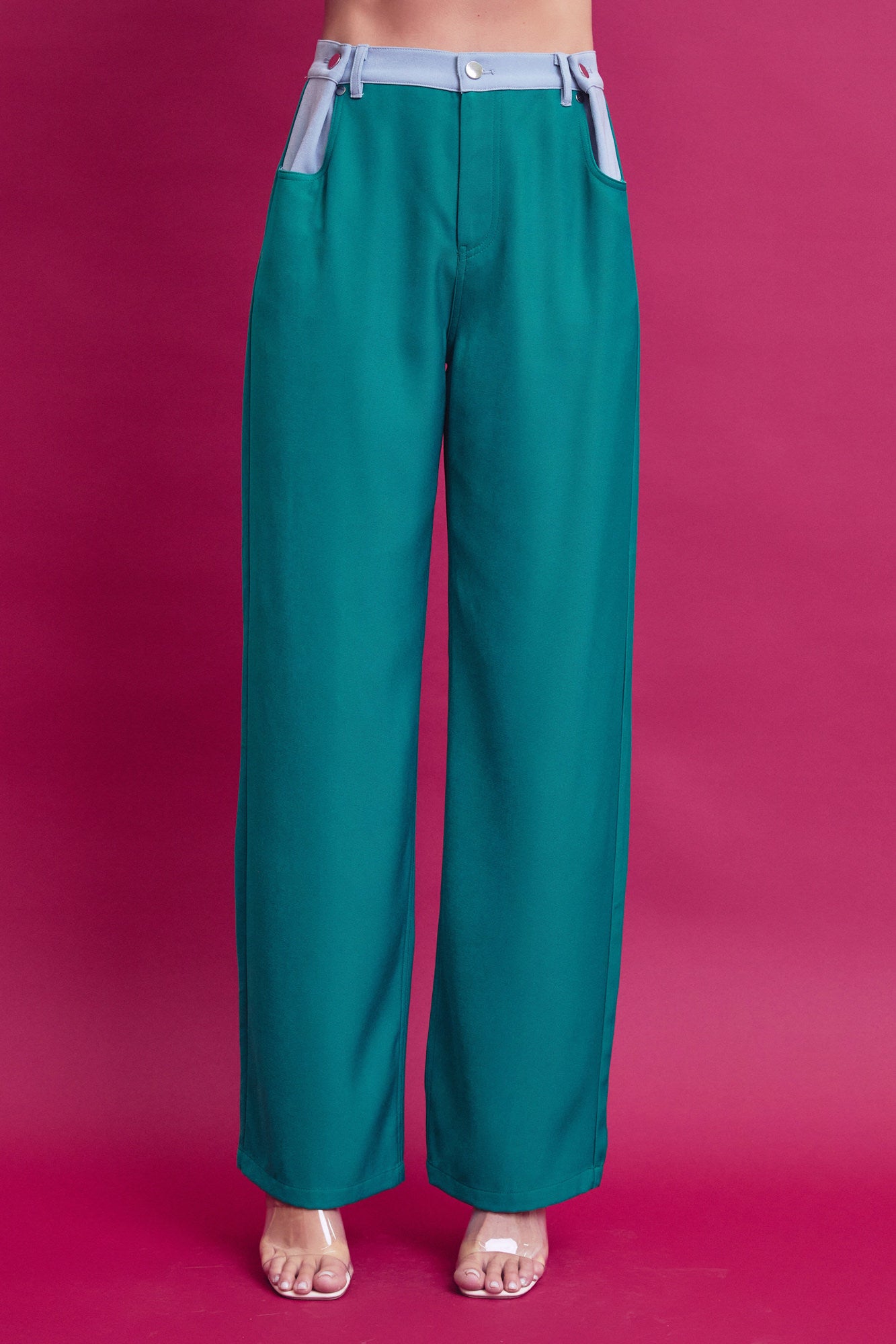 Woven Sleeveless Mock Neck Top and Pants Set