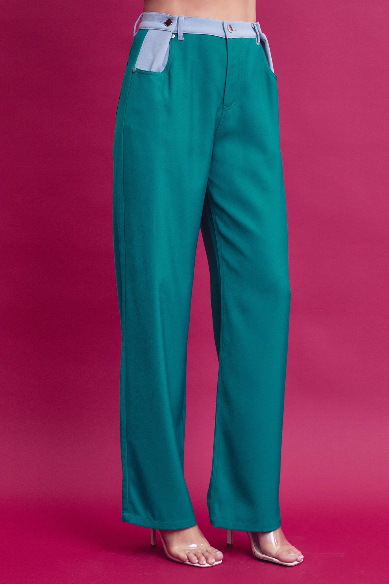 Woven Sleeveless Mock Neck Top and Pants Set