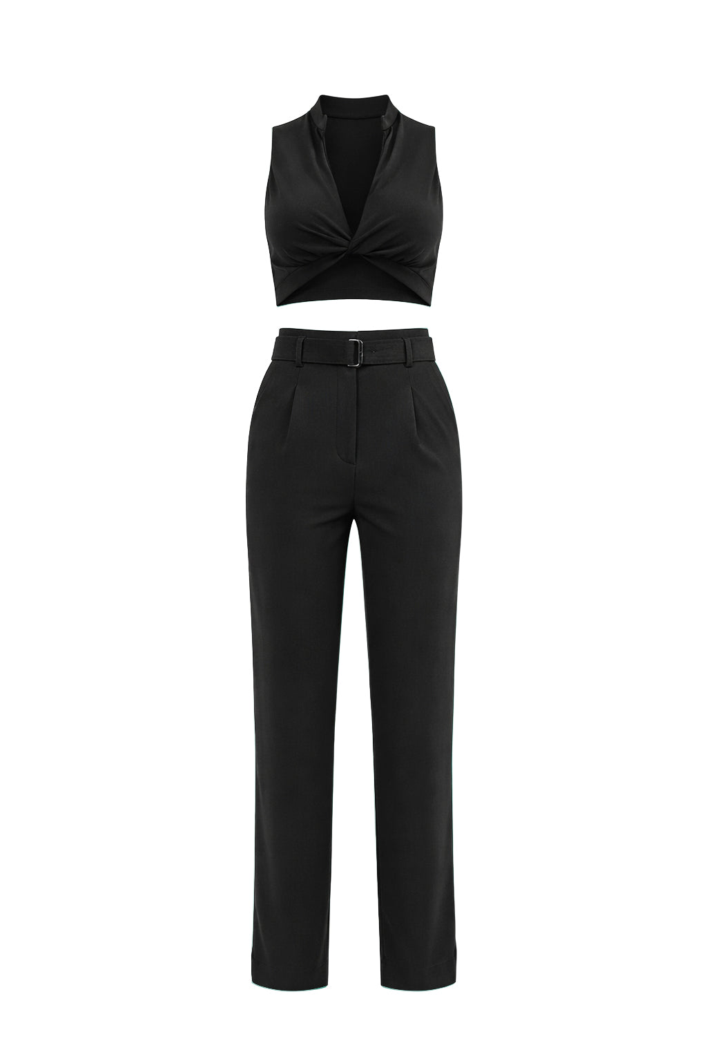 Woven Twisted Crop Top & Pants Set