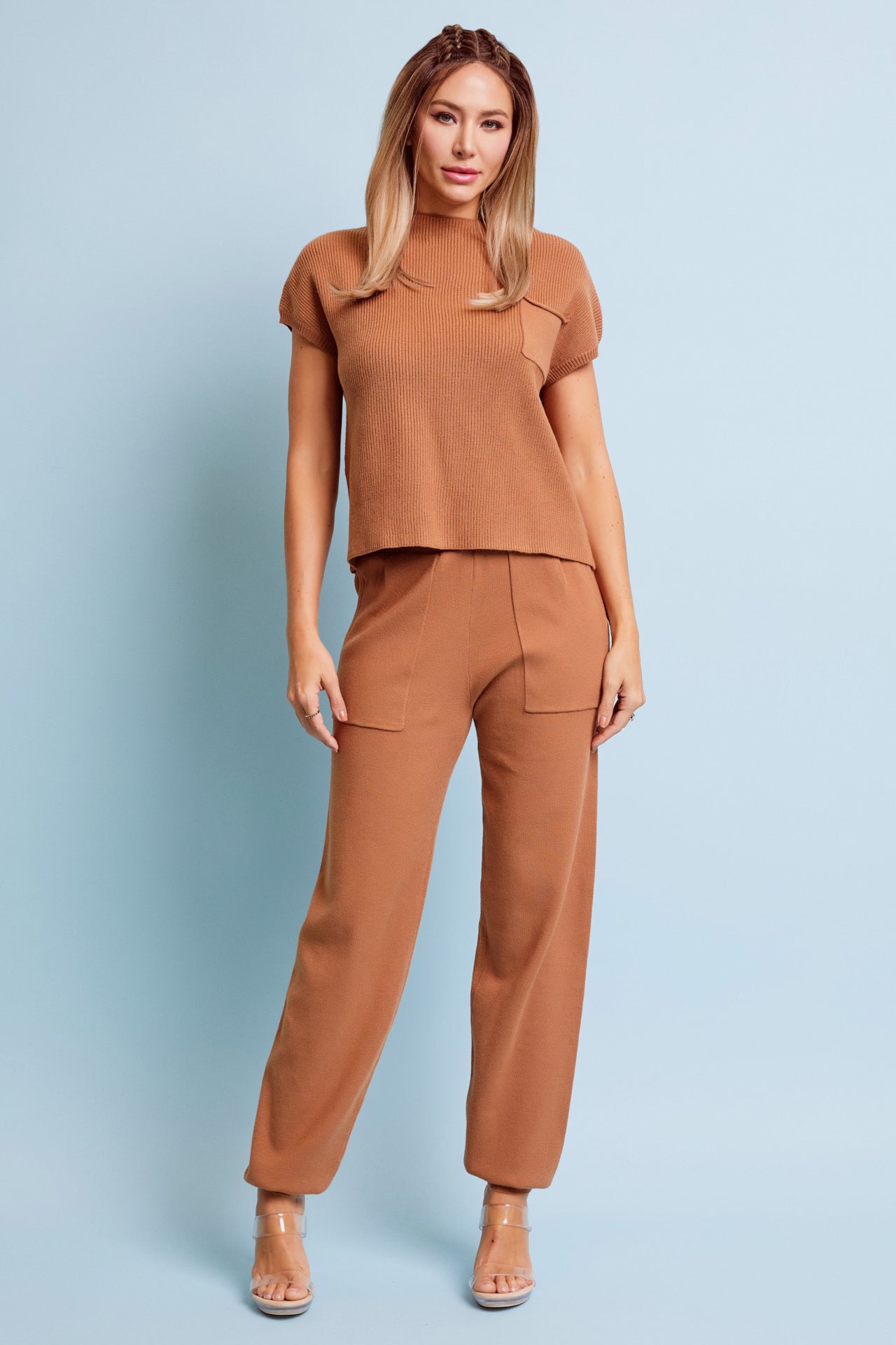 Knit Short Sleeve Top and Jogger Pants Set