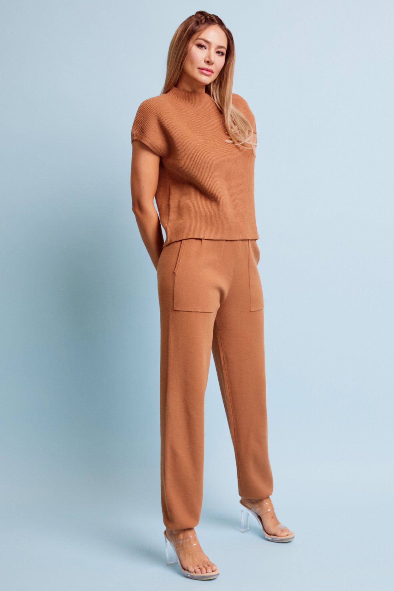 Knit Short Sleeve Top and Jogger Pants Set