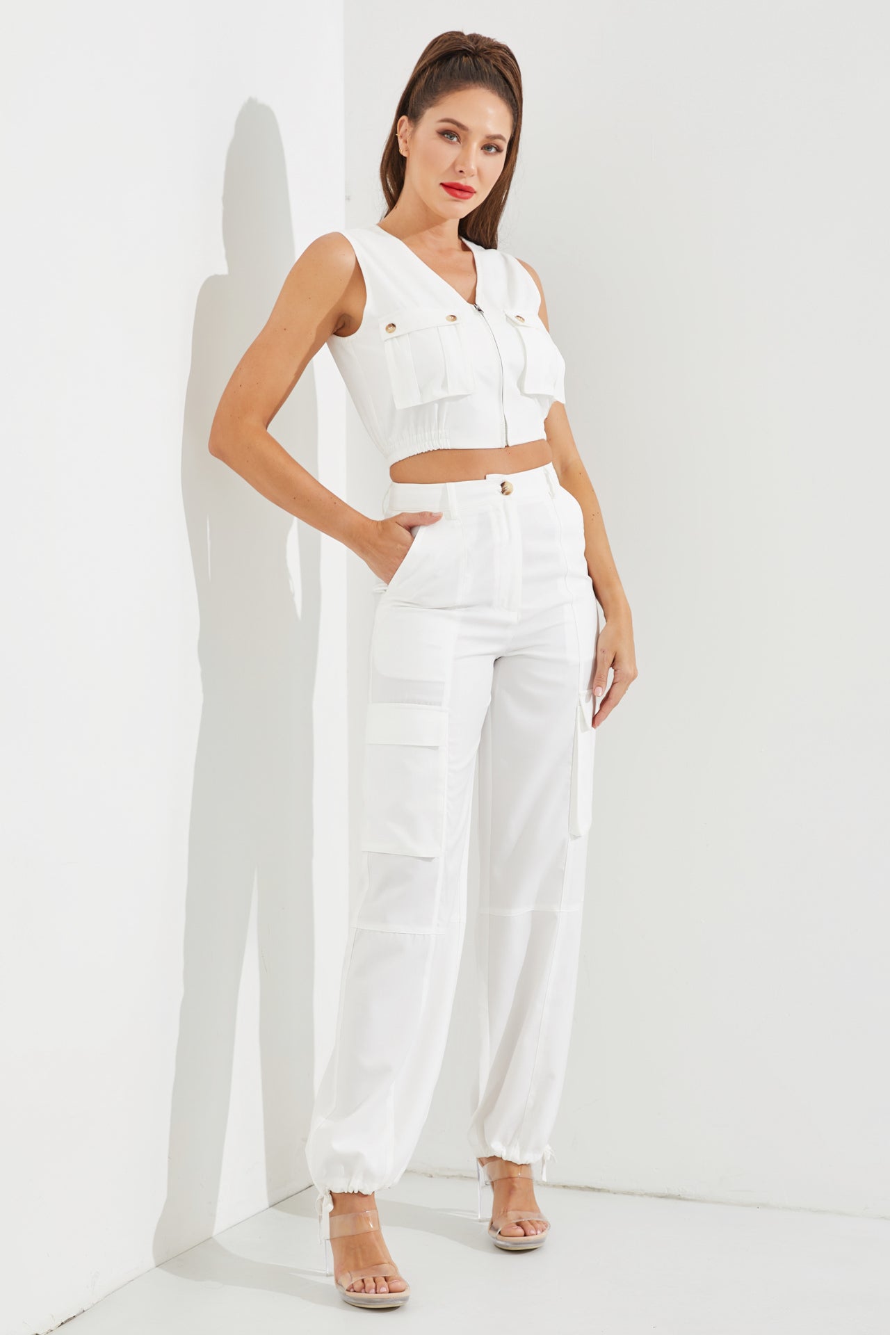 Woven Cargo Vest and Pants Set