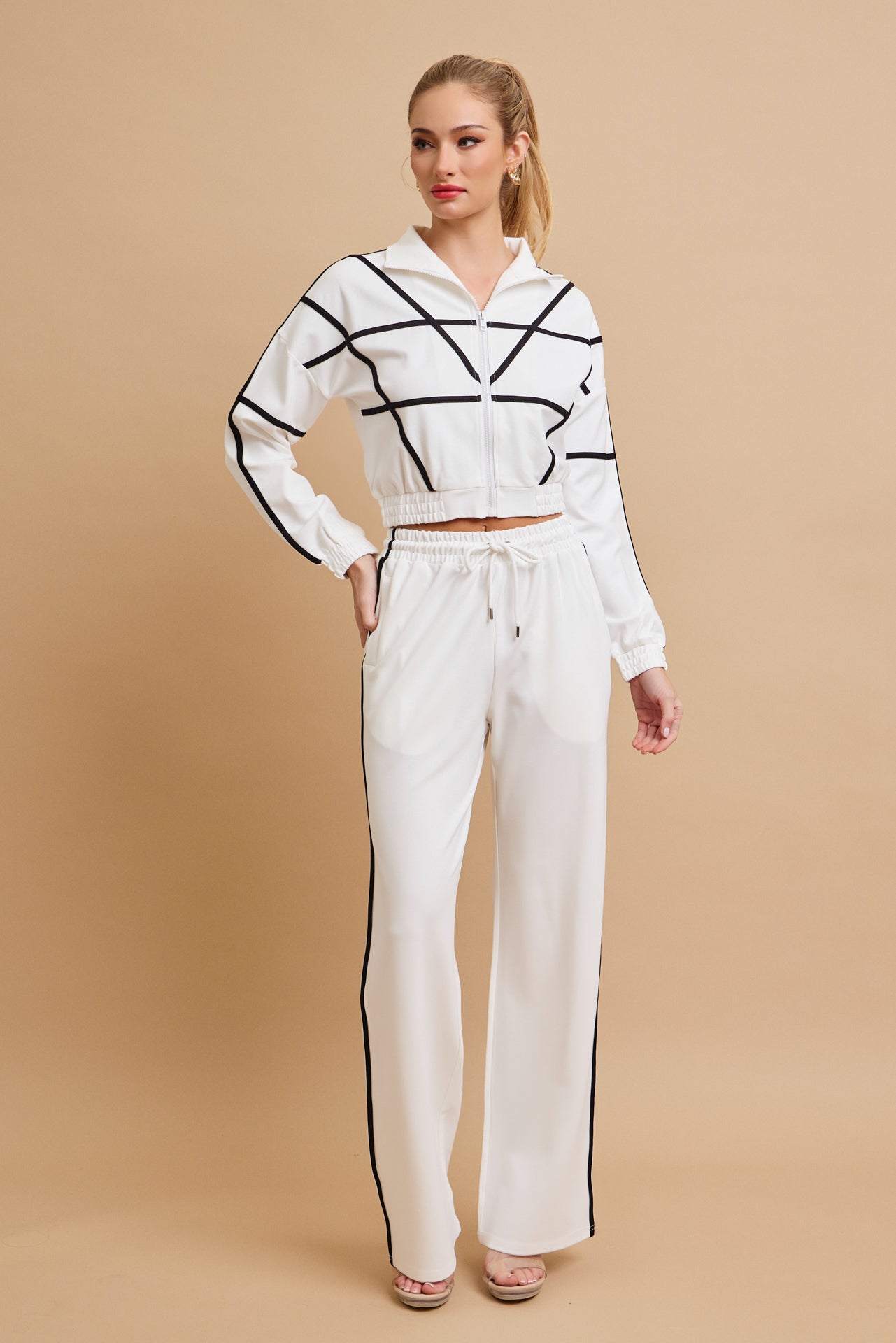 Andrea Knit tracksuit with contrast stripes
