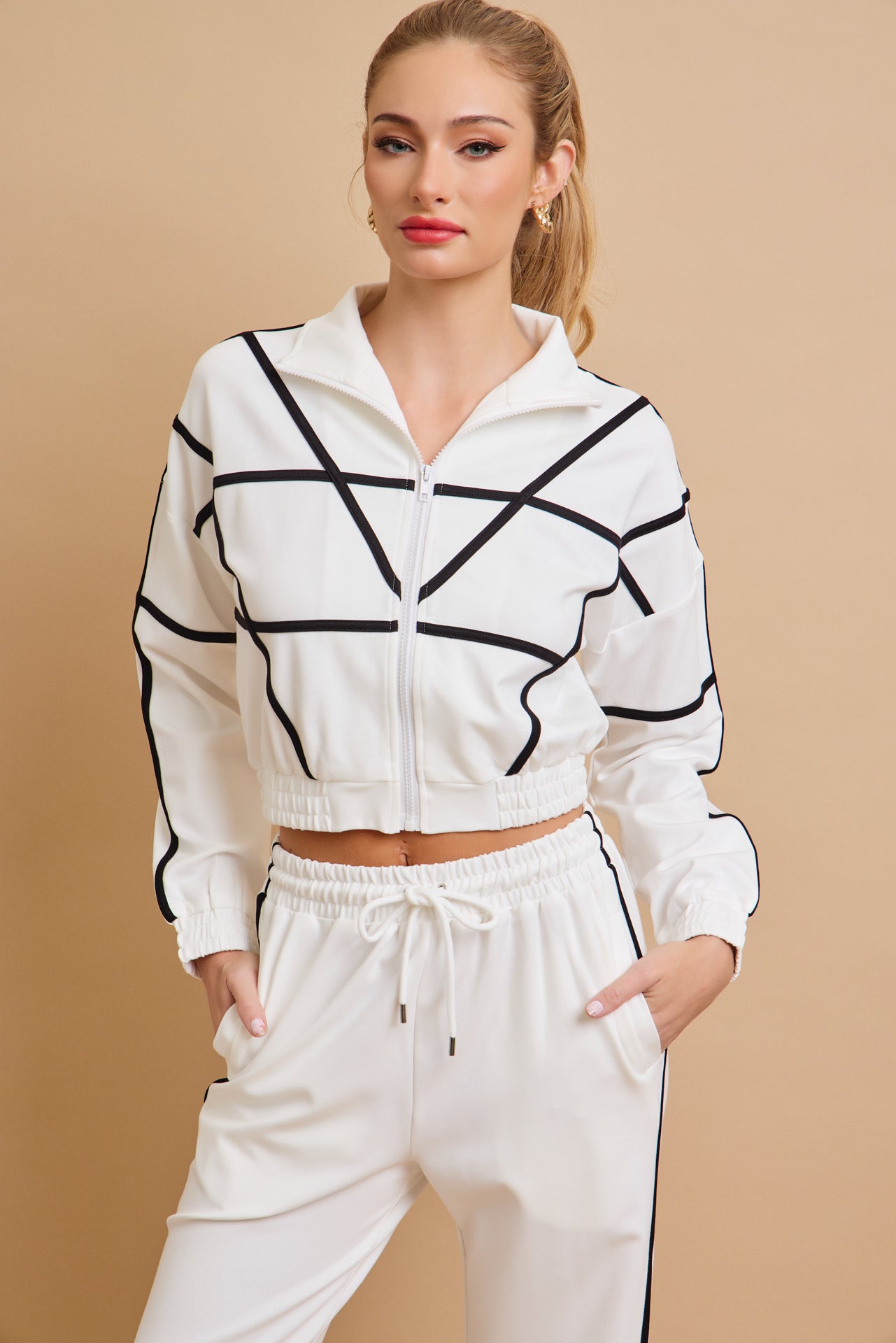 Andrea Knit tracksuit with contrast stripes