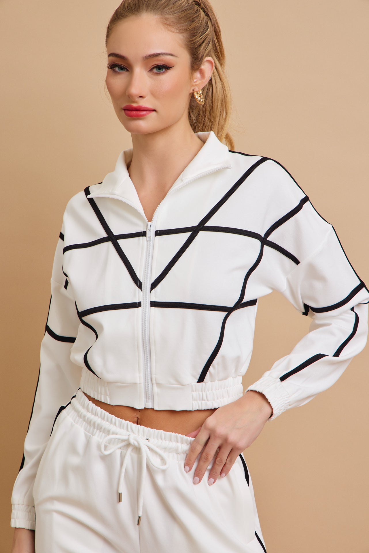 Andrea Knit tracksuit with contrast stripes