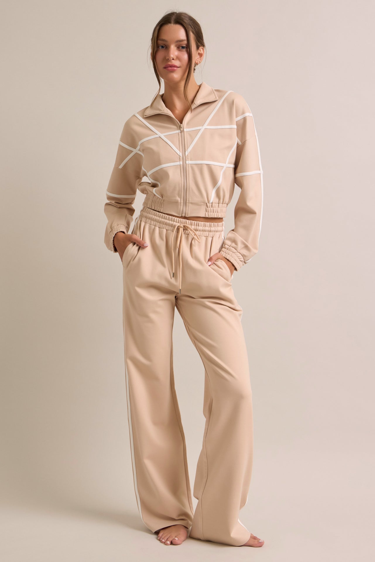 Andrea Knit tracksuit with contrast stripes