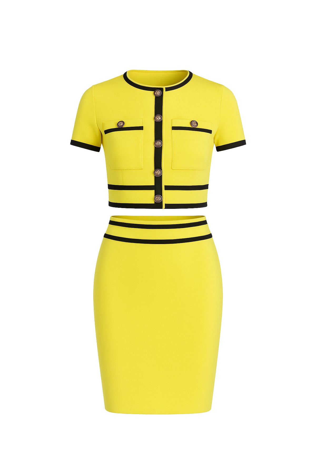 Frances Bandage Short Sleeveless Button Down Top And Mini Skirt Set