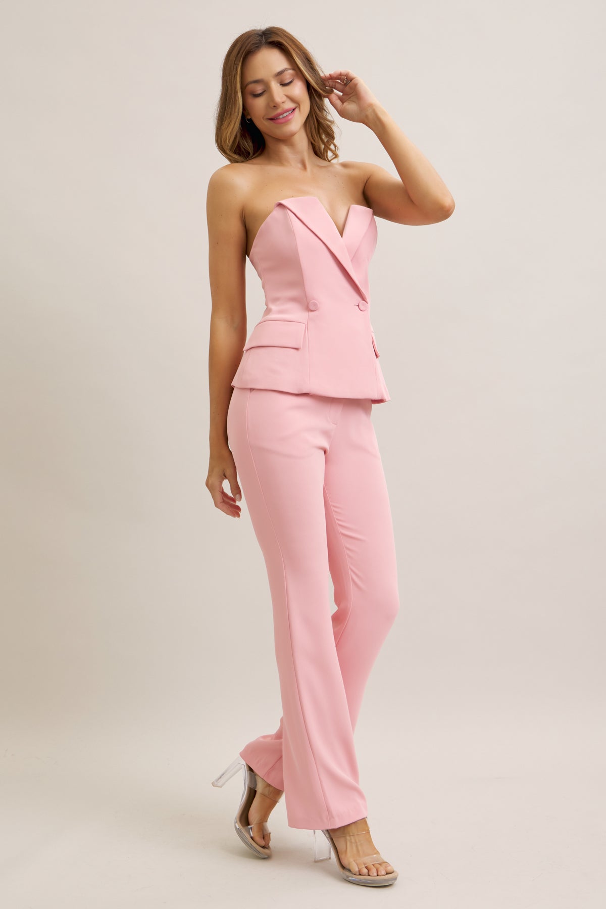 Woven Tailored Tube Top & Pants Set