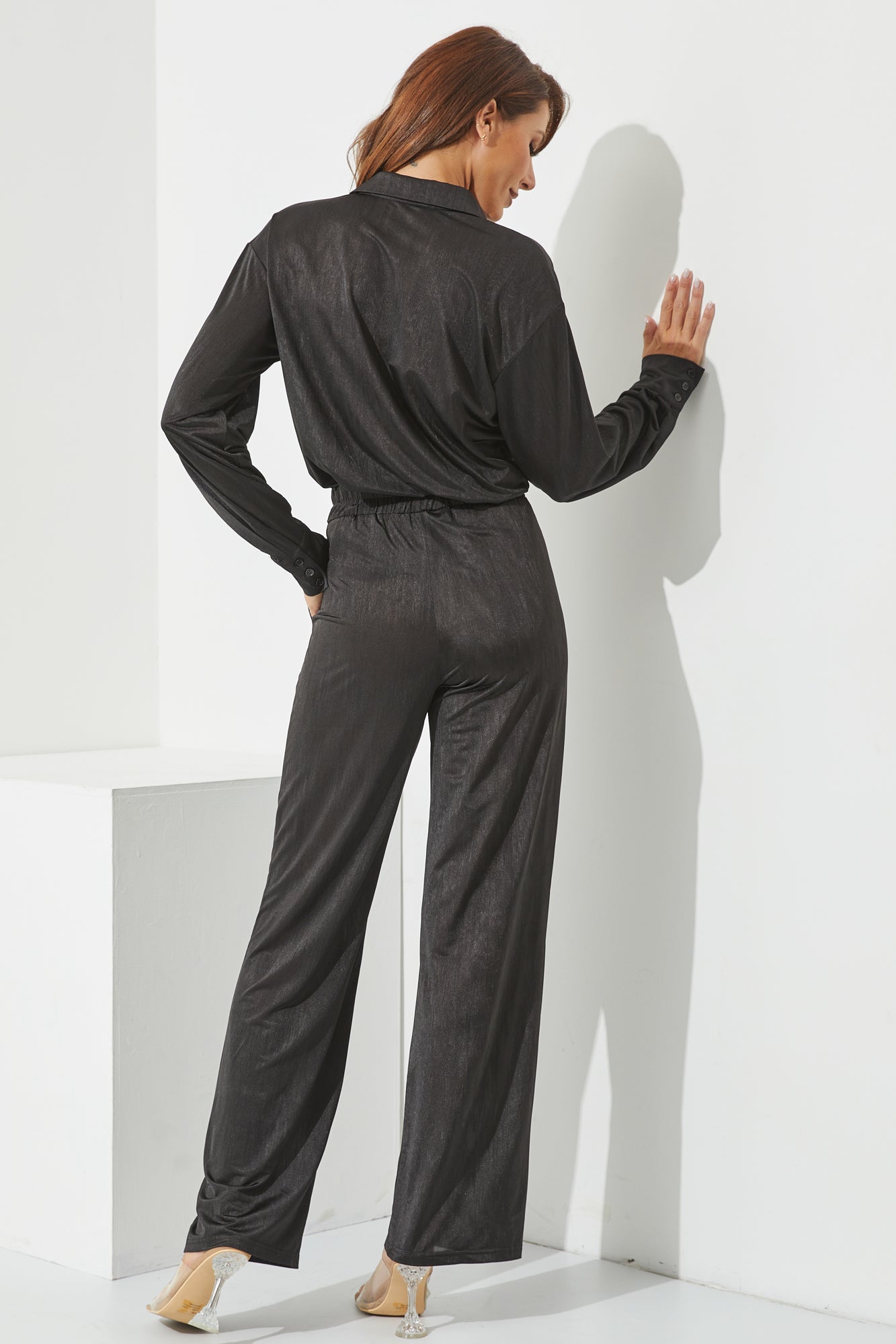 Knit Button Down Shirt and Pants Set