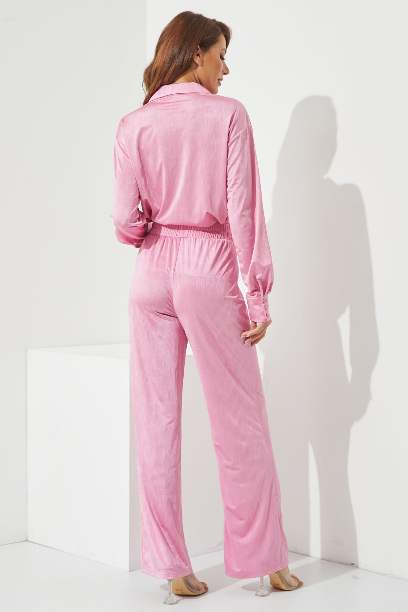 Knit Button Down Shirt and Pants Set