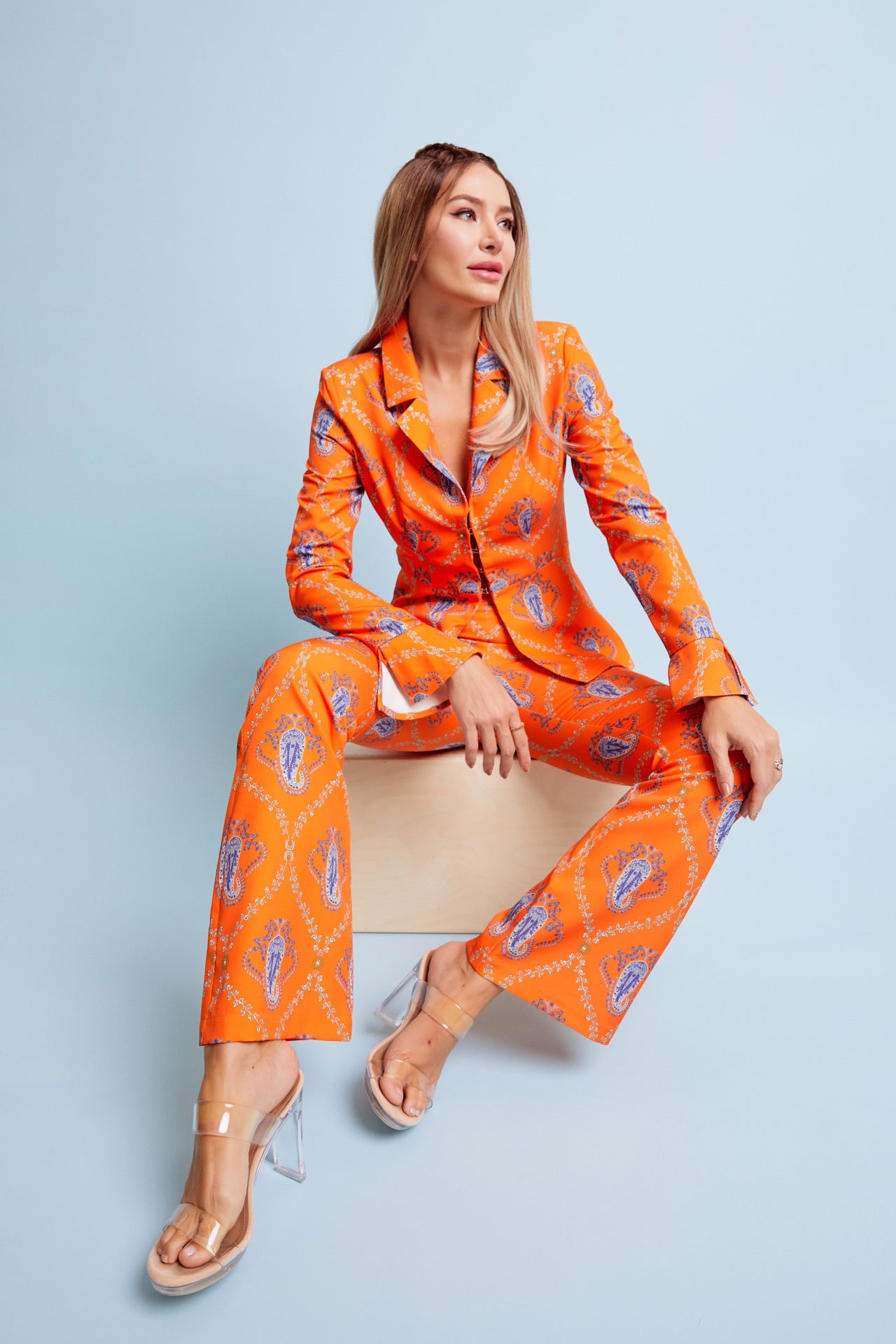 Peplum Blazer and Flare Pants Set