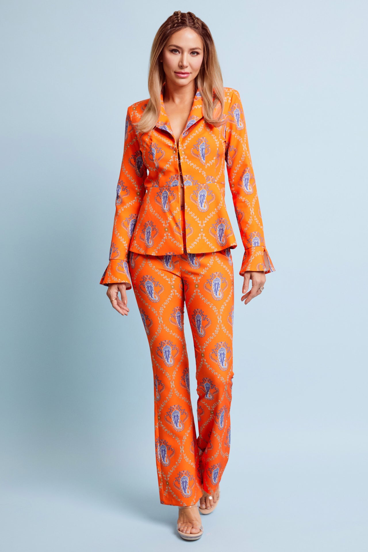 Peplum Blazer and Flare Pants Set