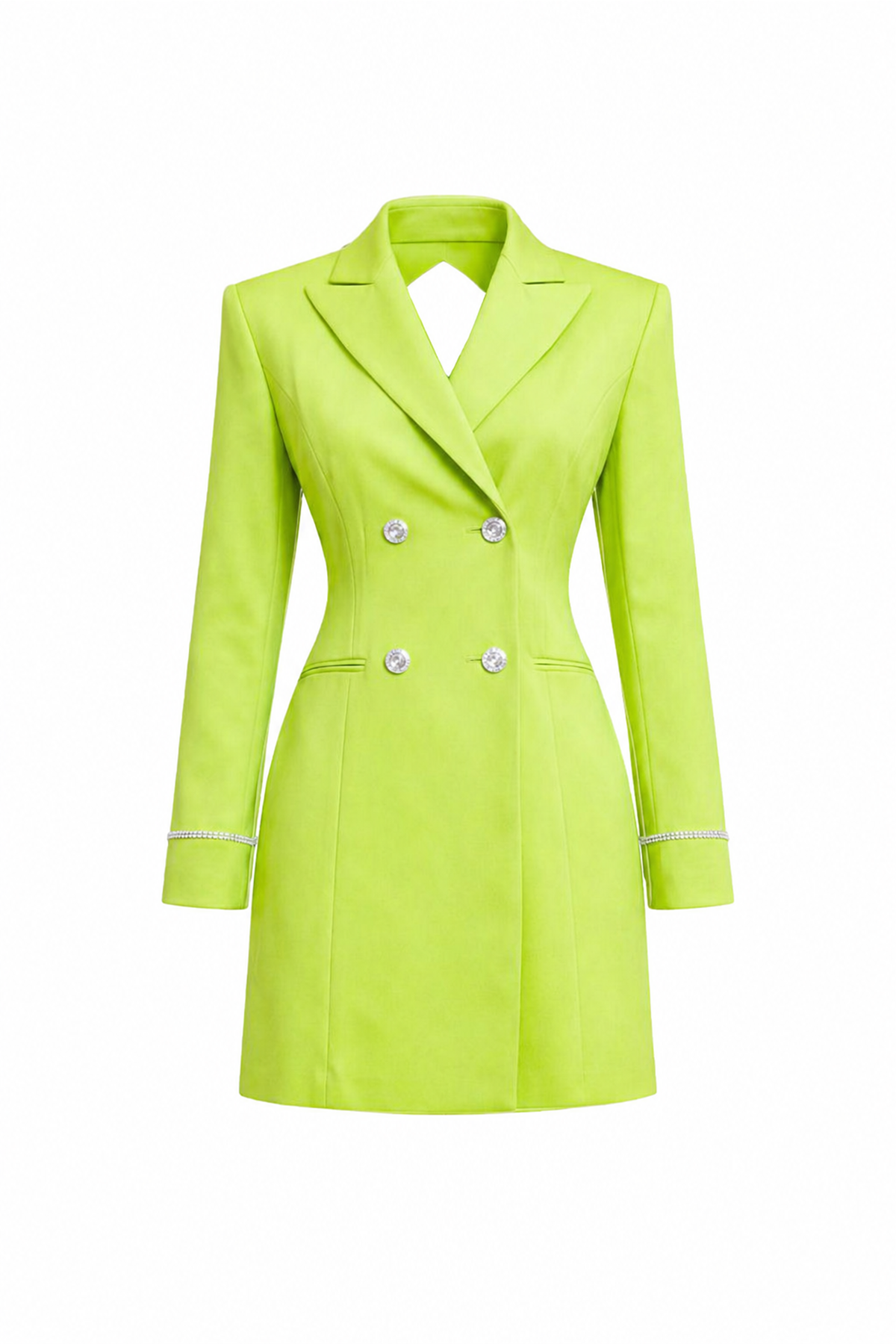 Woven Blazer Dress With Feather Cuff