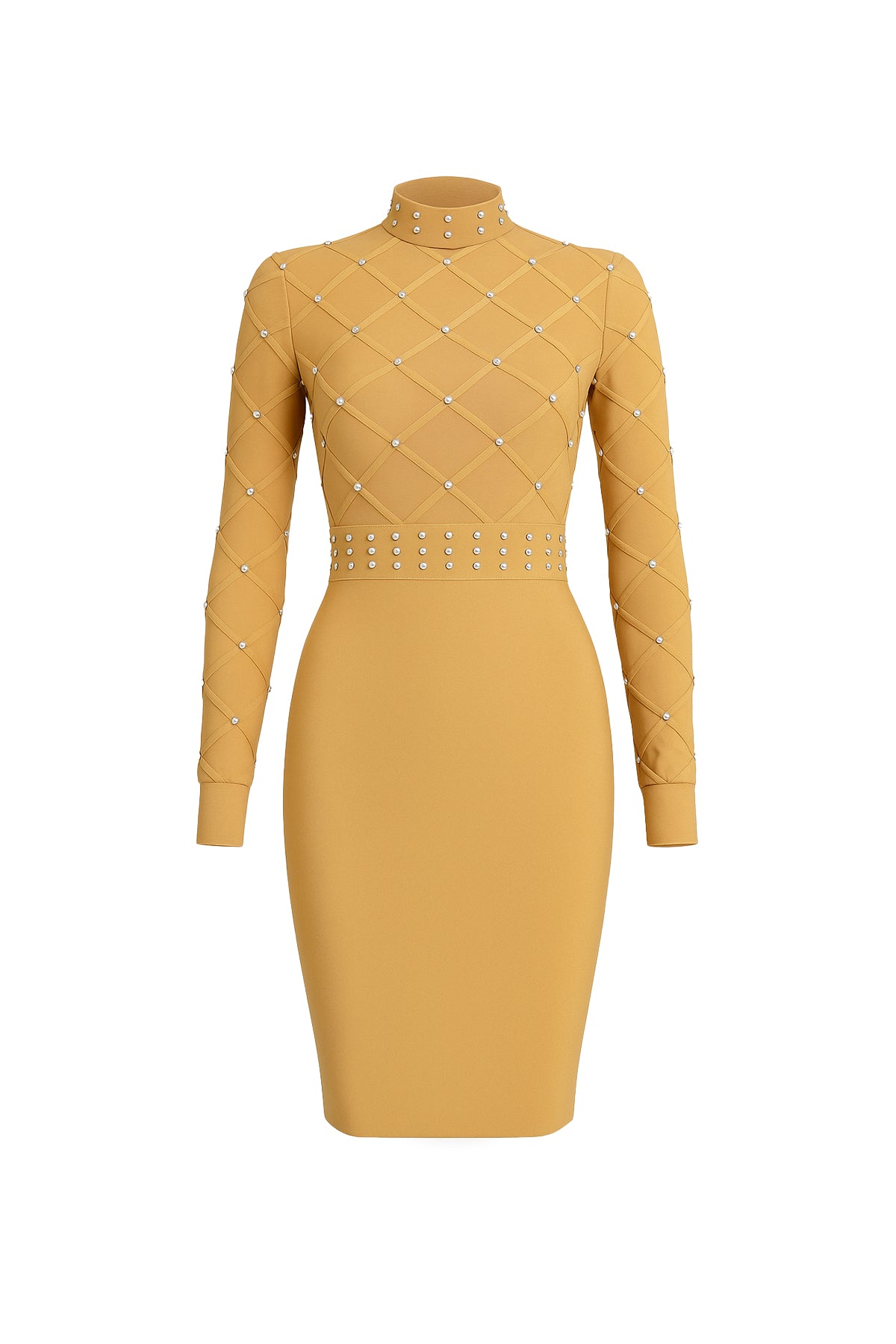 Bandage Crystal Studded Mesh Mini Dress