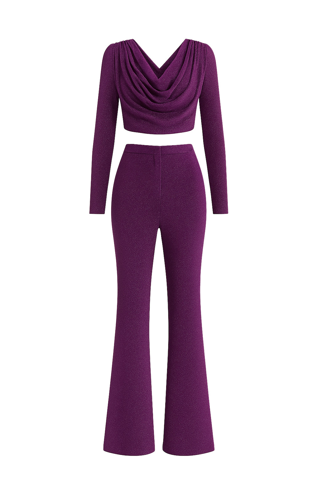 Knit Long Sleeve Cowl Neck Top & Pants Set