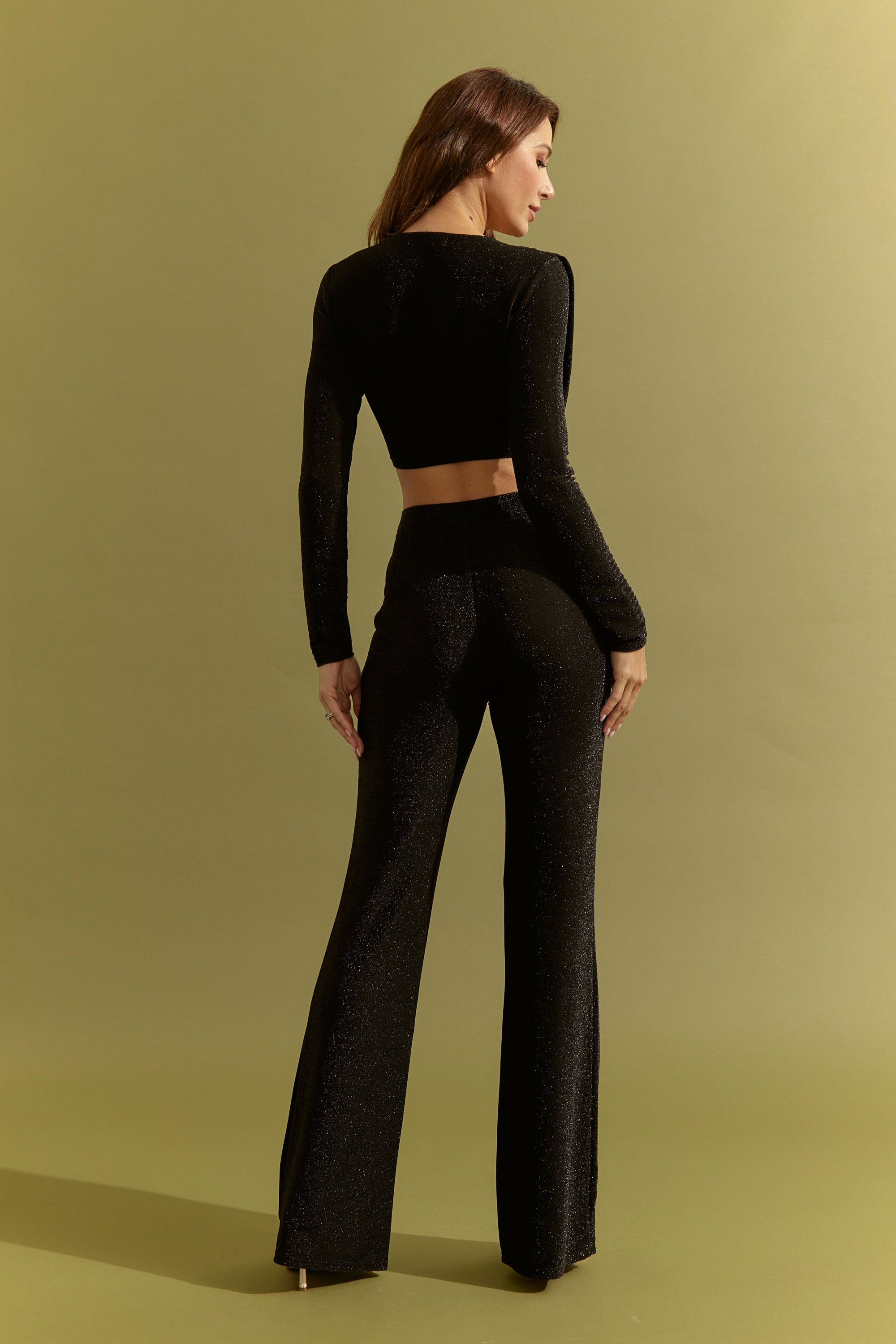 Knit Long Sleeve Cowl Neck Top & Pants Set