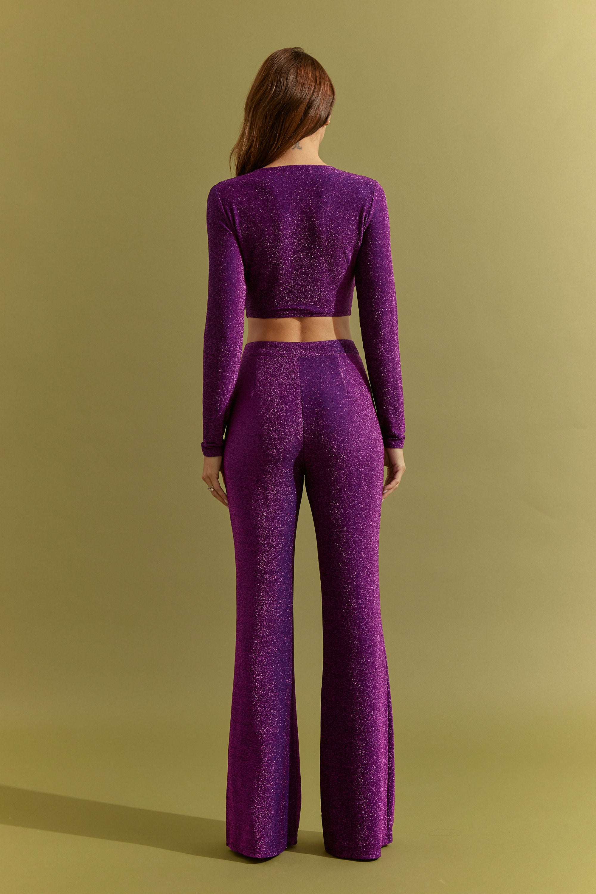 Knit Long Sleeve Cowl Neck Top & Pants Set