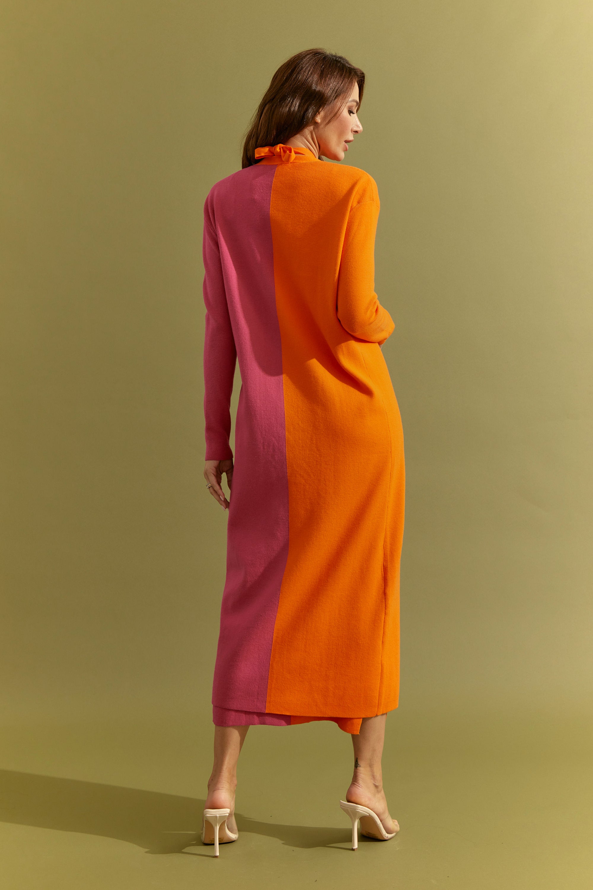 Knit Colorblock Maxi Dress and Cardigan Set