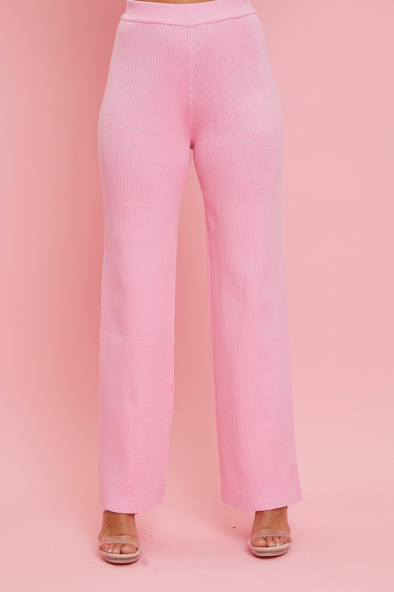 Rib Knit One Shoulder Top and Pants Set