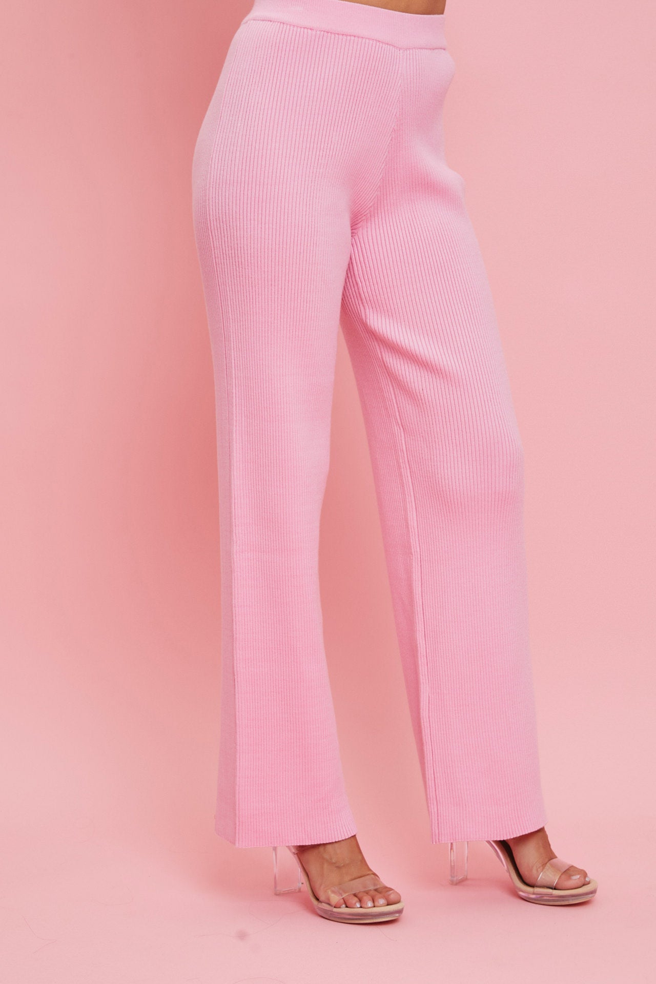 Rib Knit One Shoulder Top and Pants Set