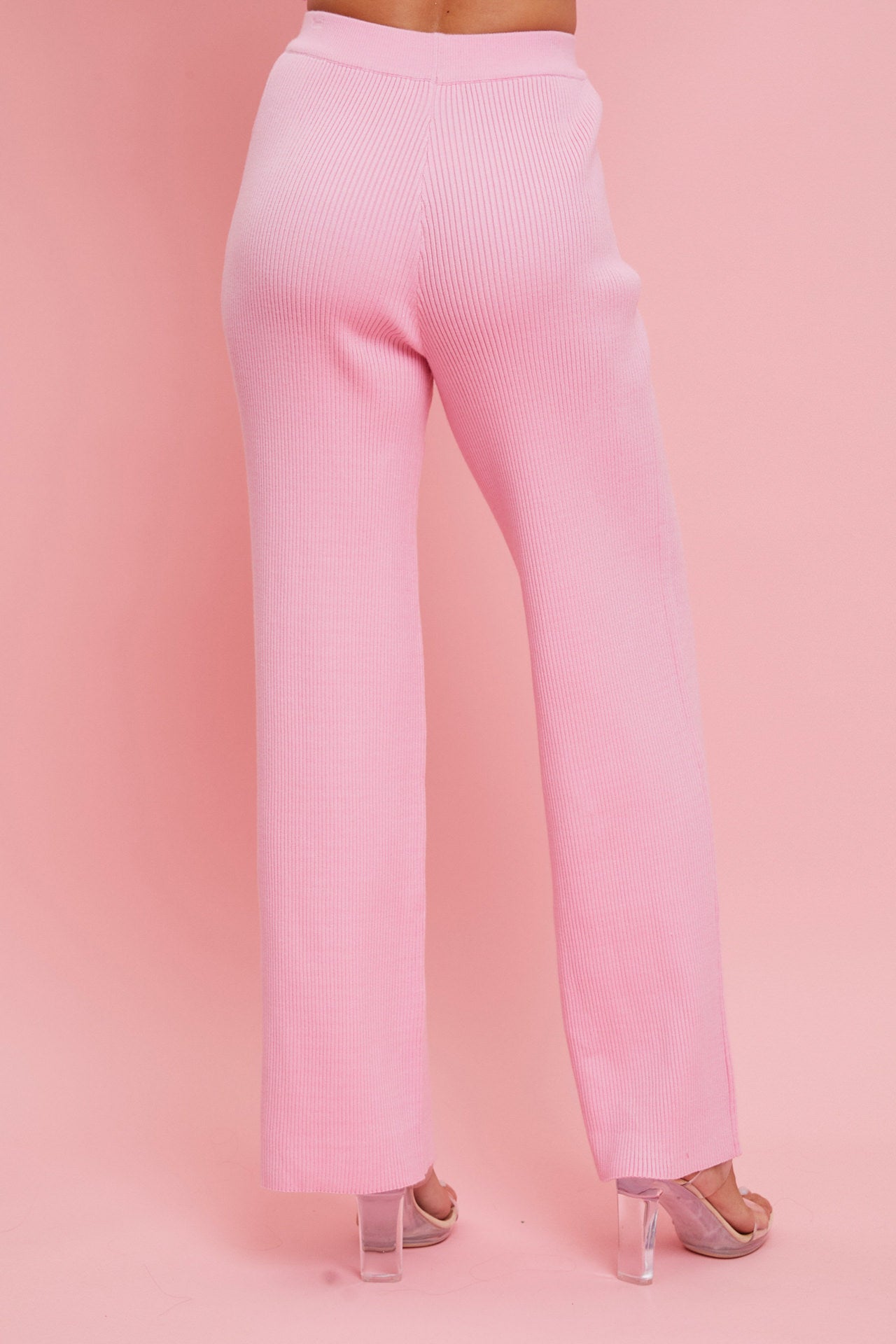 Rib Knit One Shoulder Top and Pants Set