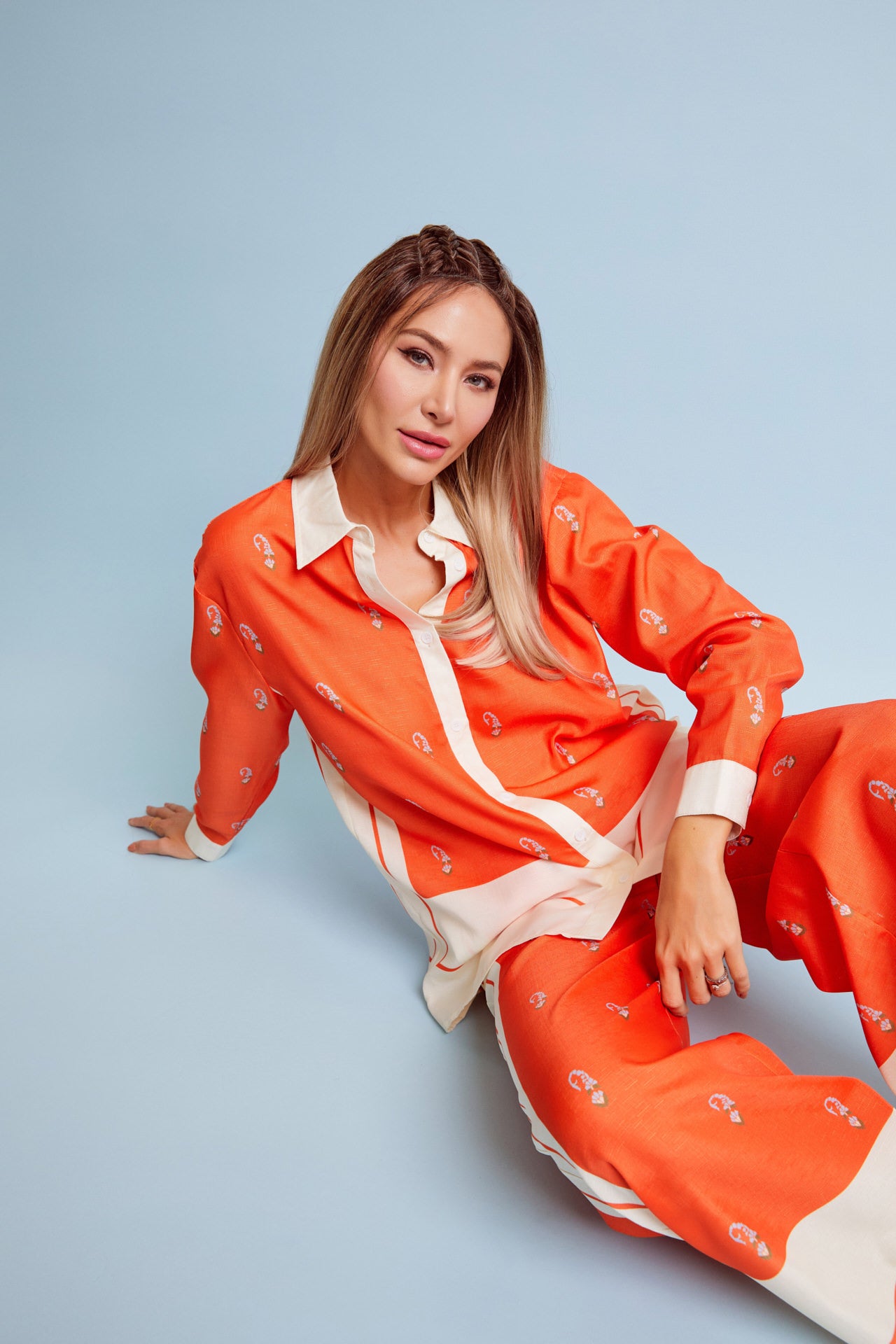 Woven Border Print Shirt and Pants Set