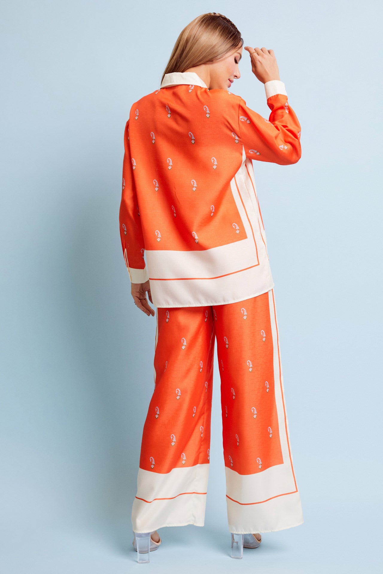 Woven Border Print Shirt and Pants Set