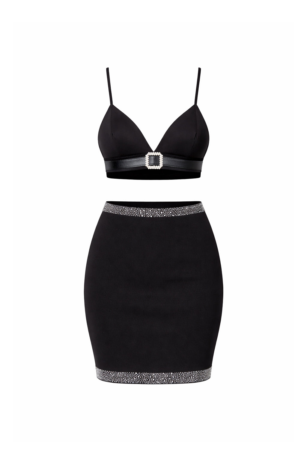 Knit 3 Pc Set With Bra Top