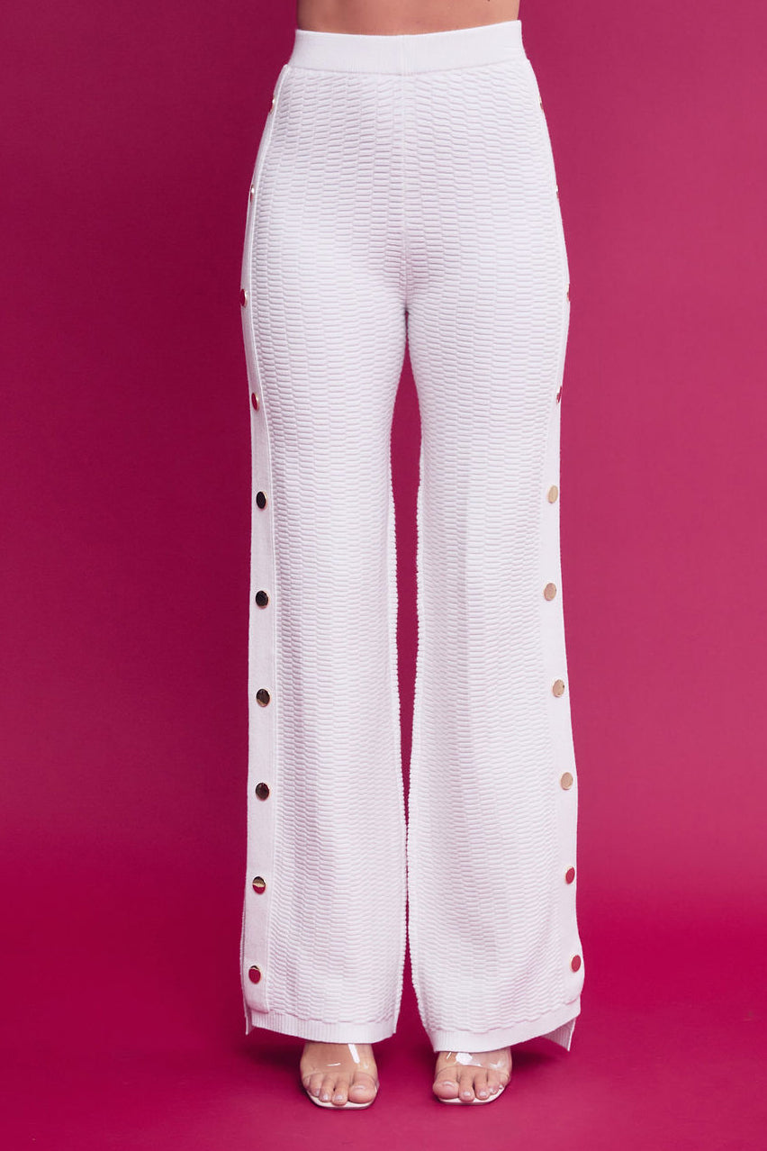 Knit Long Sleeve Top & Pants Set With Trim