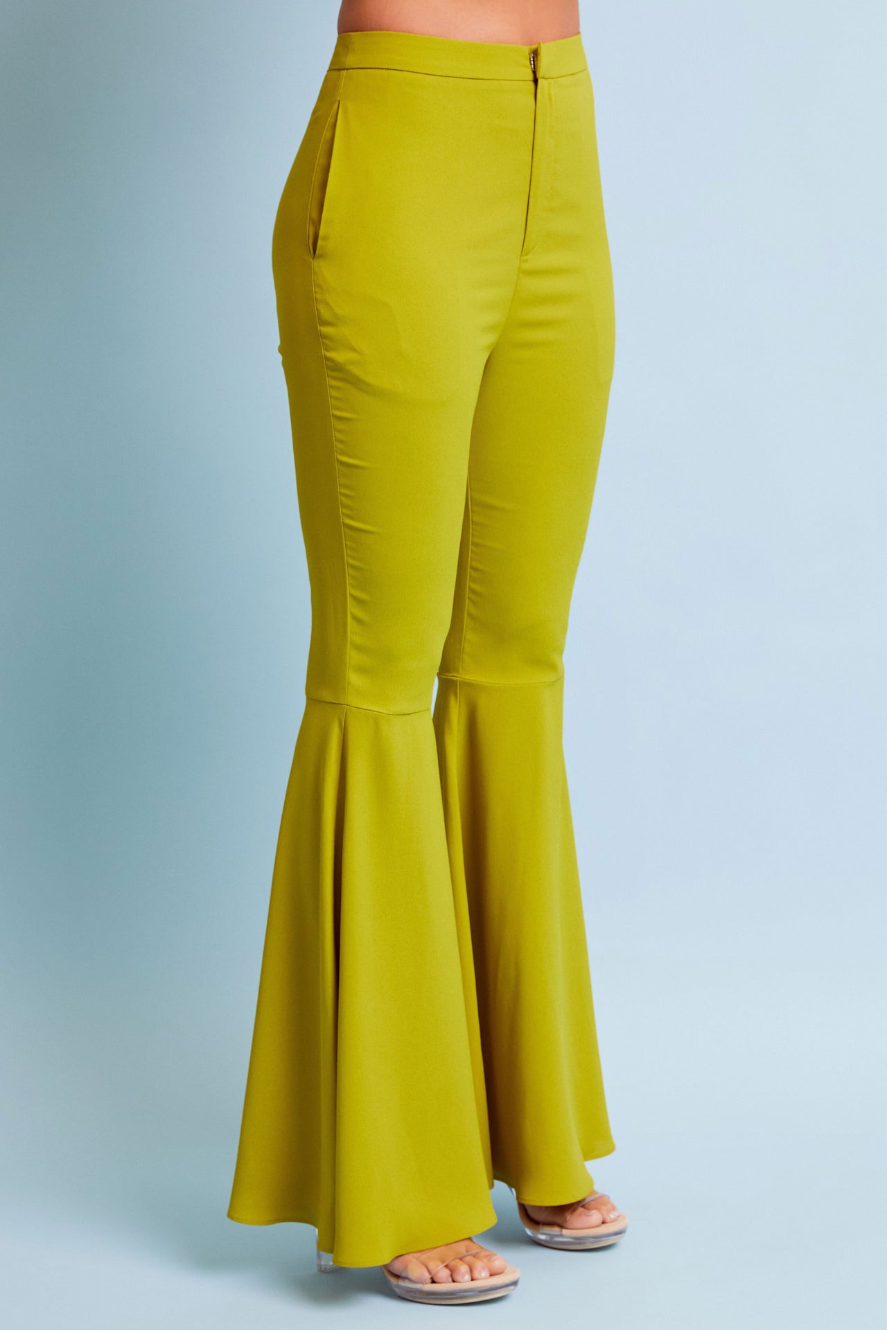 Woven Cami Top With Asymmetric Hem and Extreme Flare Pants