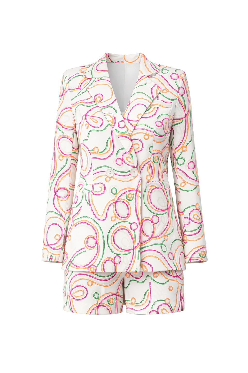 Woven Printed Blazer and Shorts Set