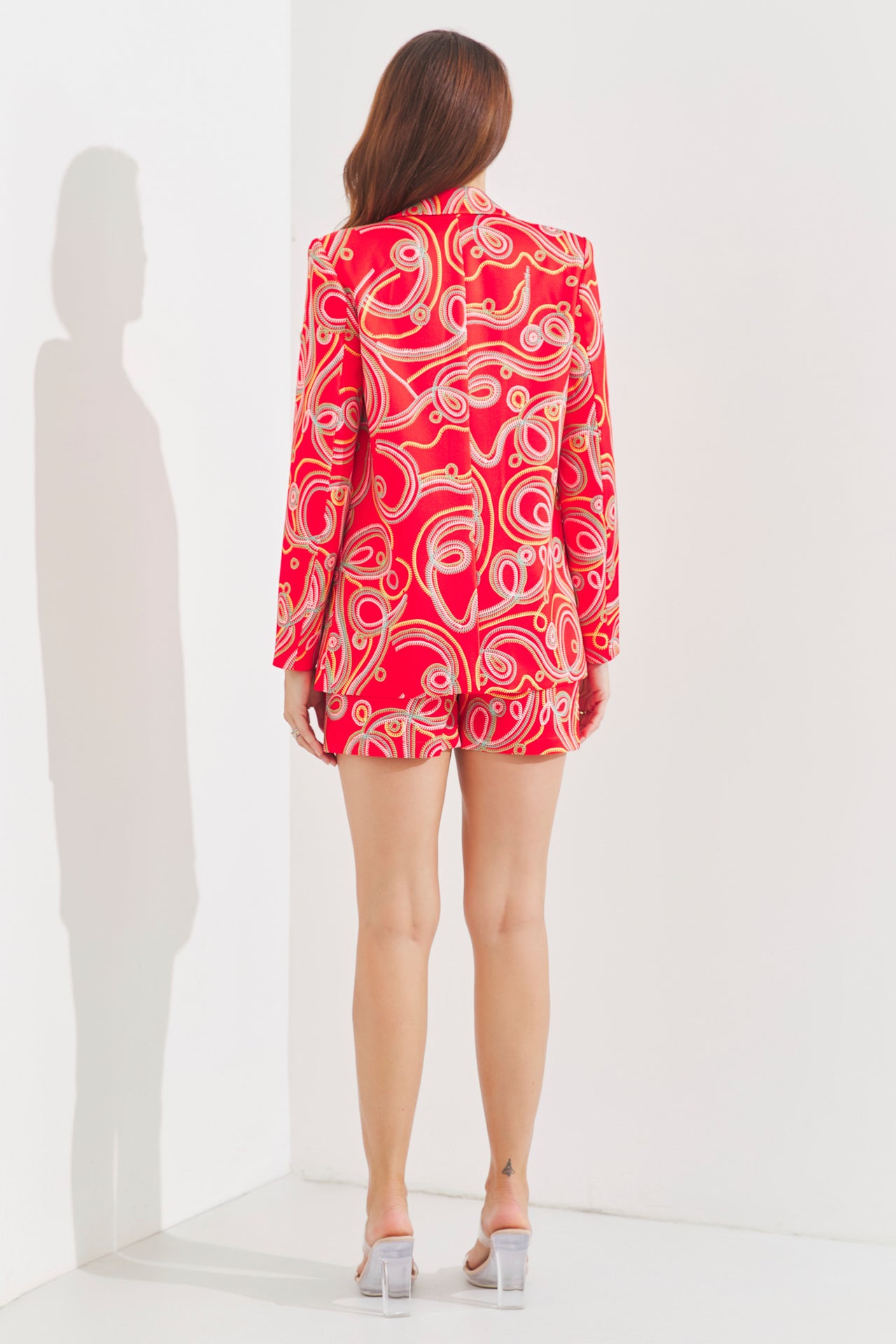 Woven Printed Blazer and Shorts Set