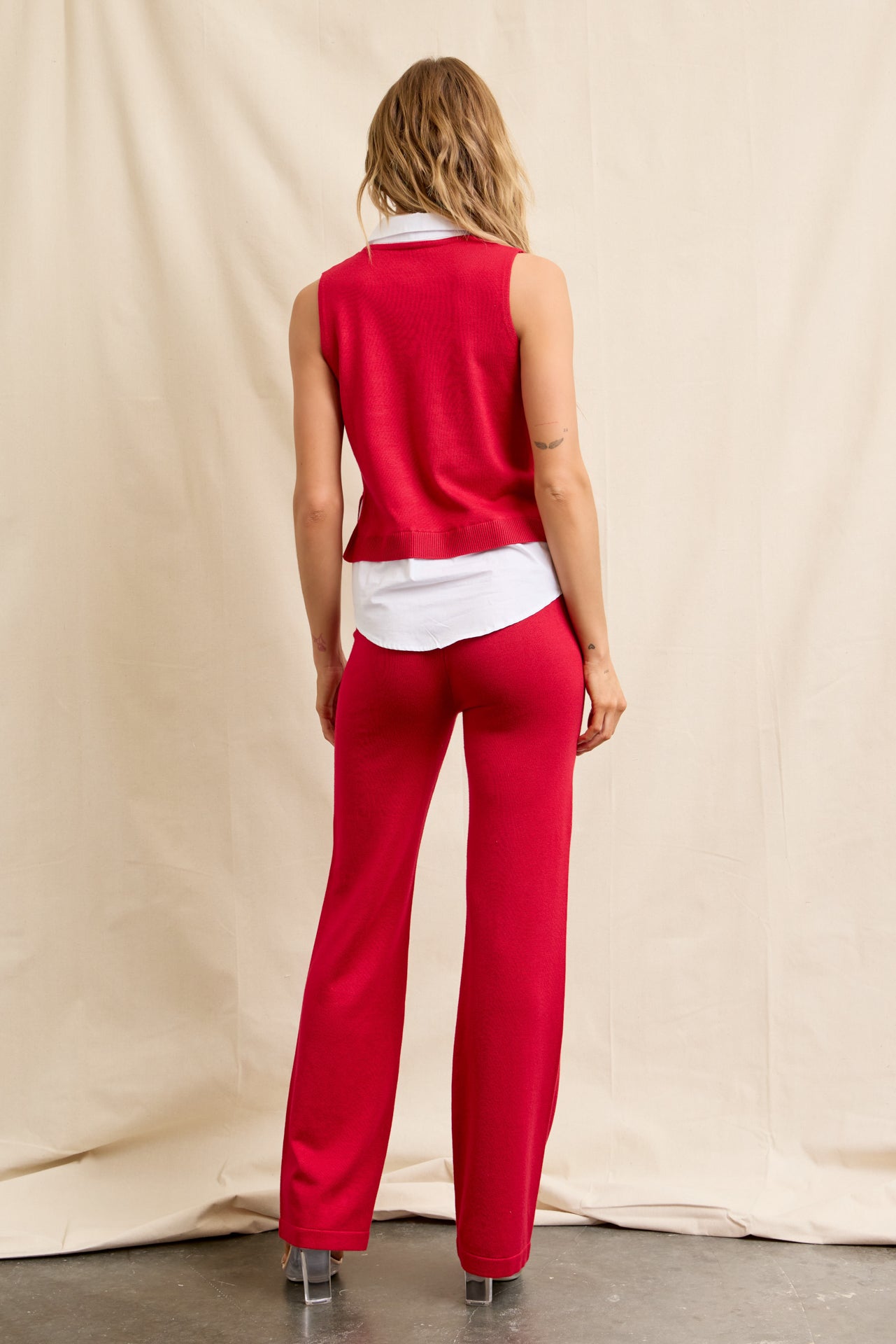 Sadie Knit Vest With Peek-A-Boo Shirt & Pants Set