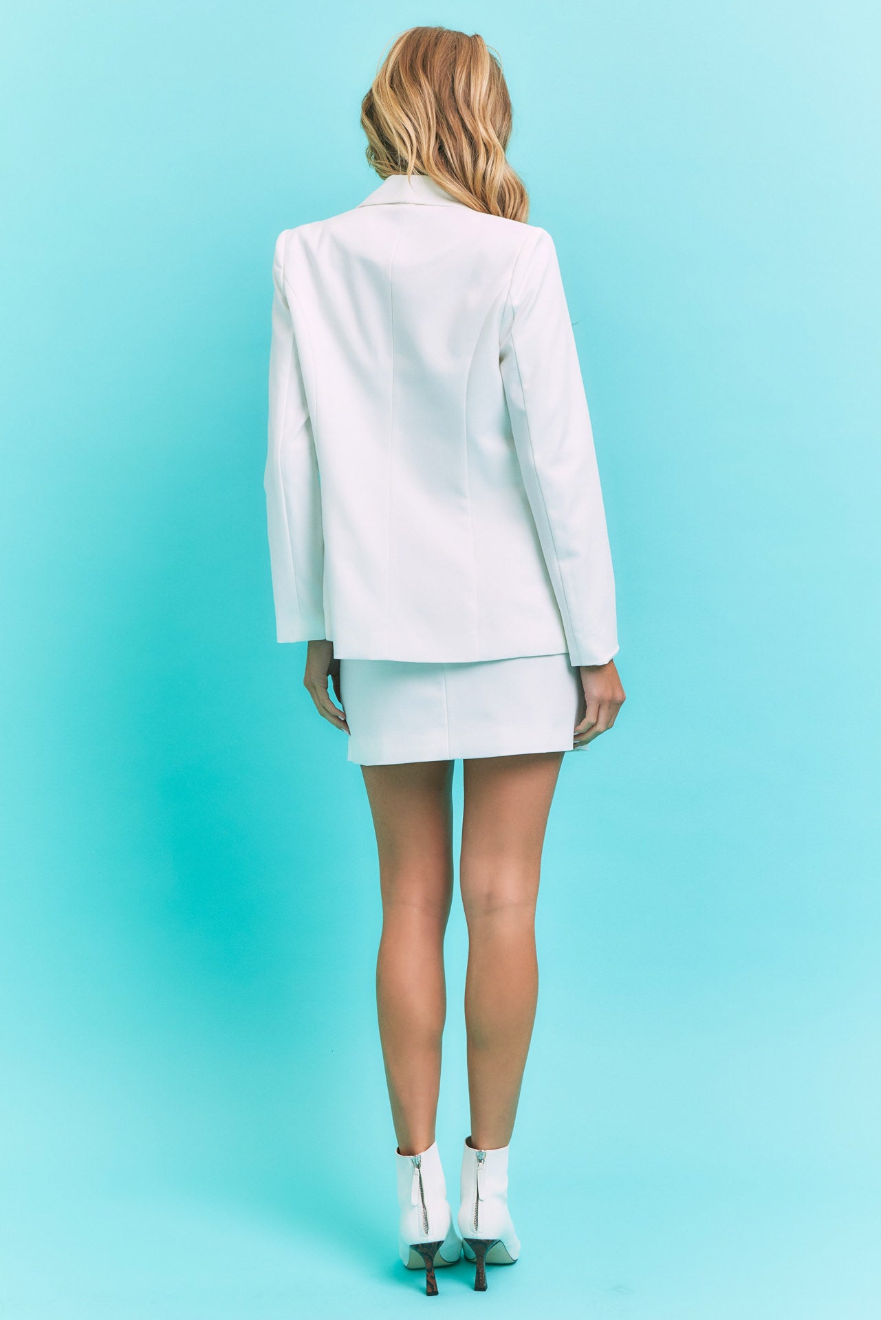 All The Details Woven Blazer With Embroidery And Mini Skirt Set
