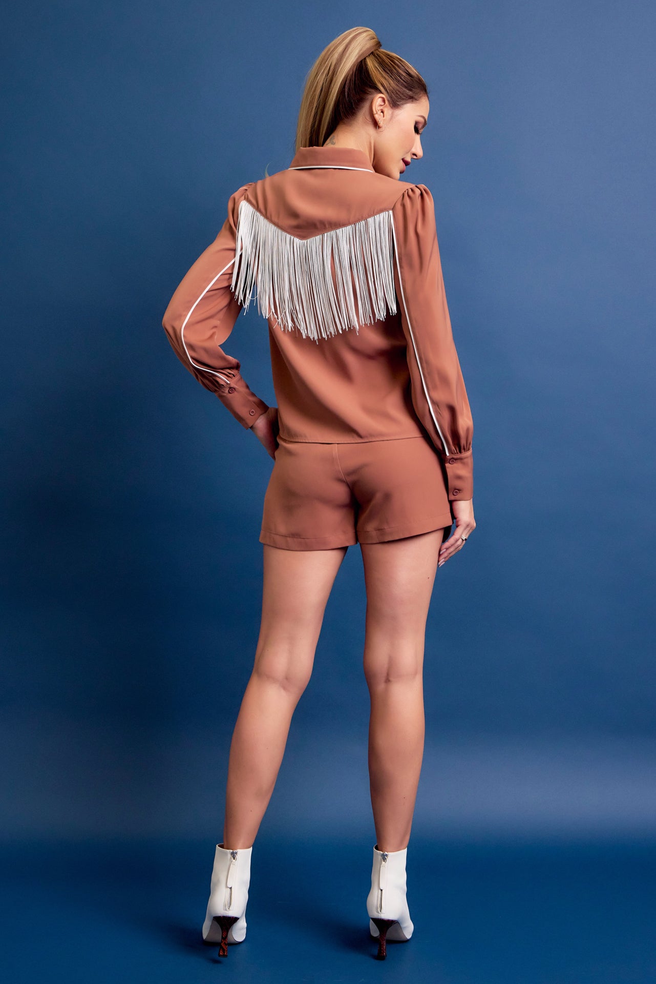 Western Cutie Embroidered Fringe Shirt and Shorts Set