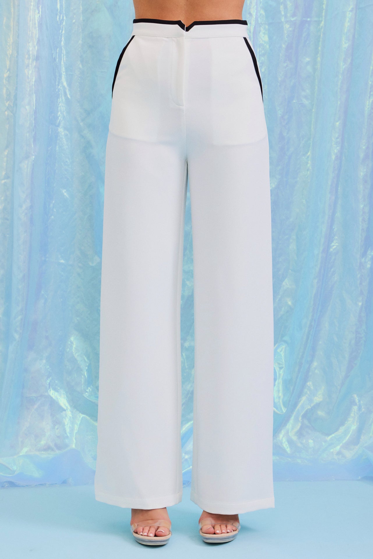 Woven Vest & Pants Set With Contrast Detail