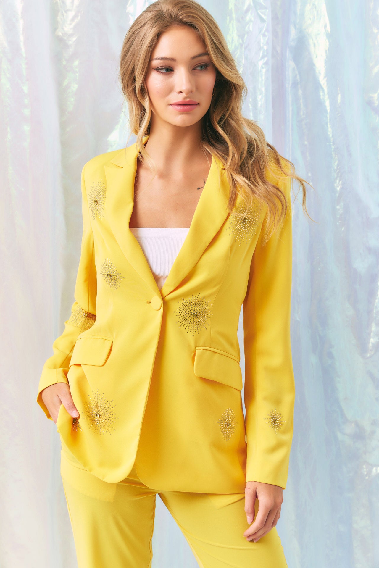 Time To Shine Embellished Blazer & Pants Set