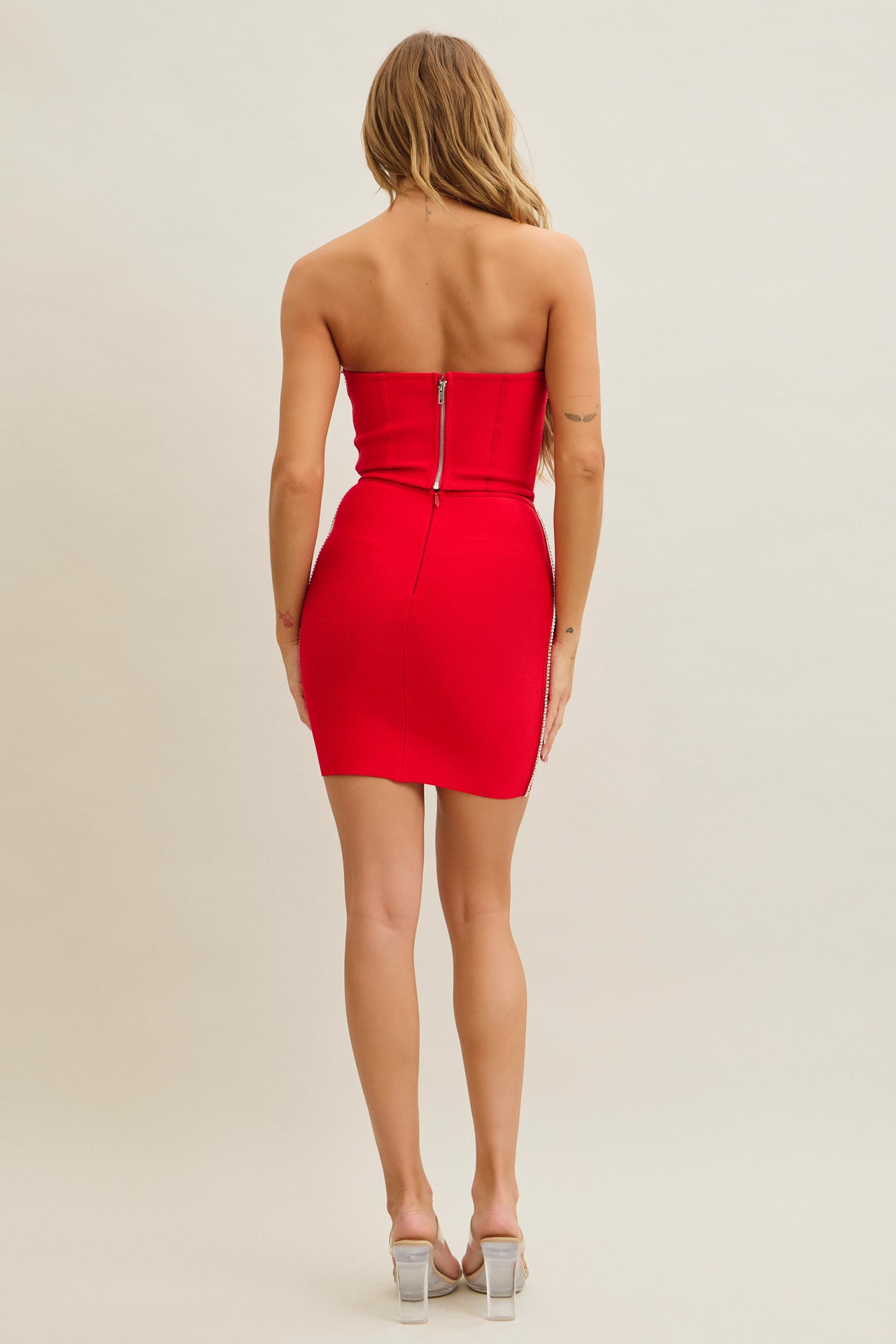 Bandage Heart Corset Tube Top and Mini Skirt Set