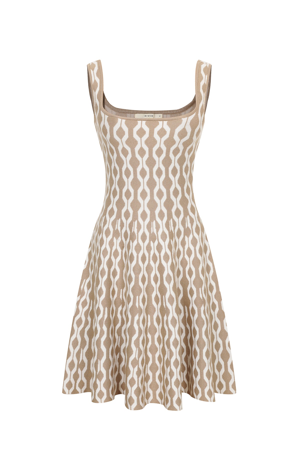 Peyton Knit Square-Neck Geometric Pattern Mini Dress