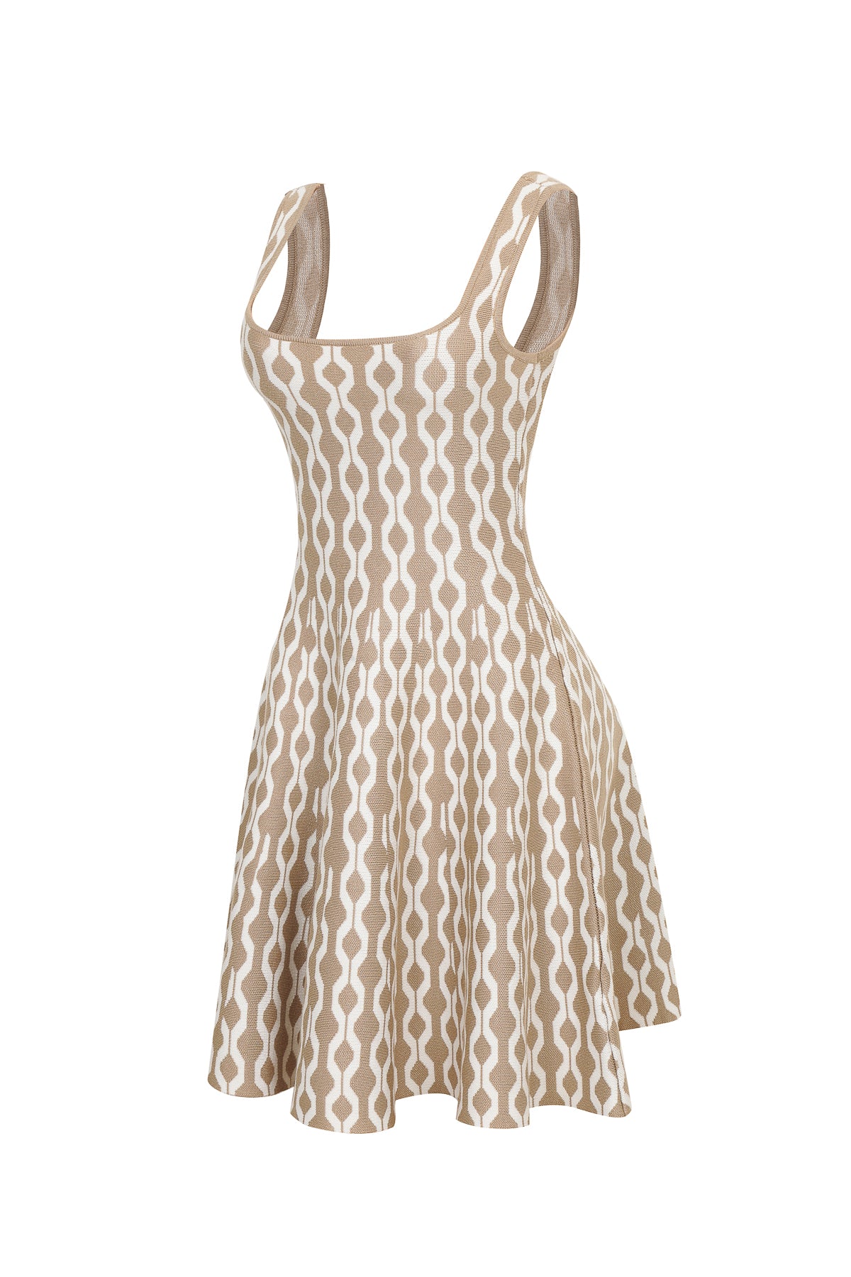 Peyton Knit Square-Neck Geometric Pattern Mini Dress